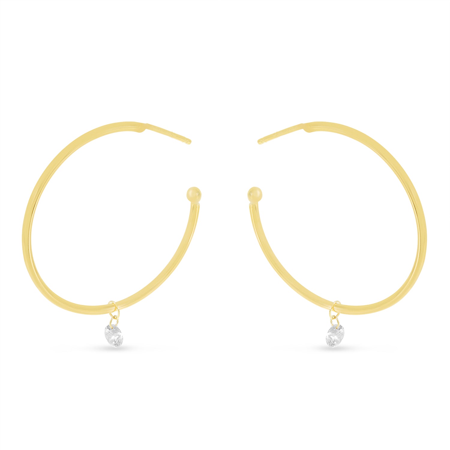 Yellow Gold Sliding Diamond Hoops - Another Angle