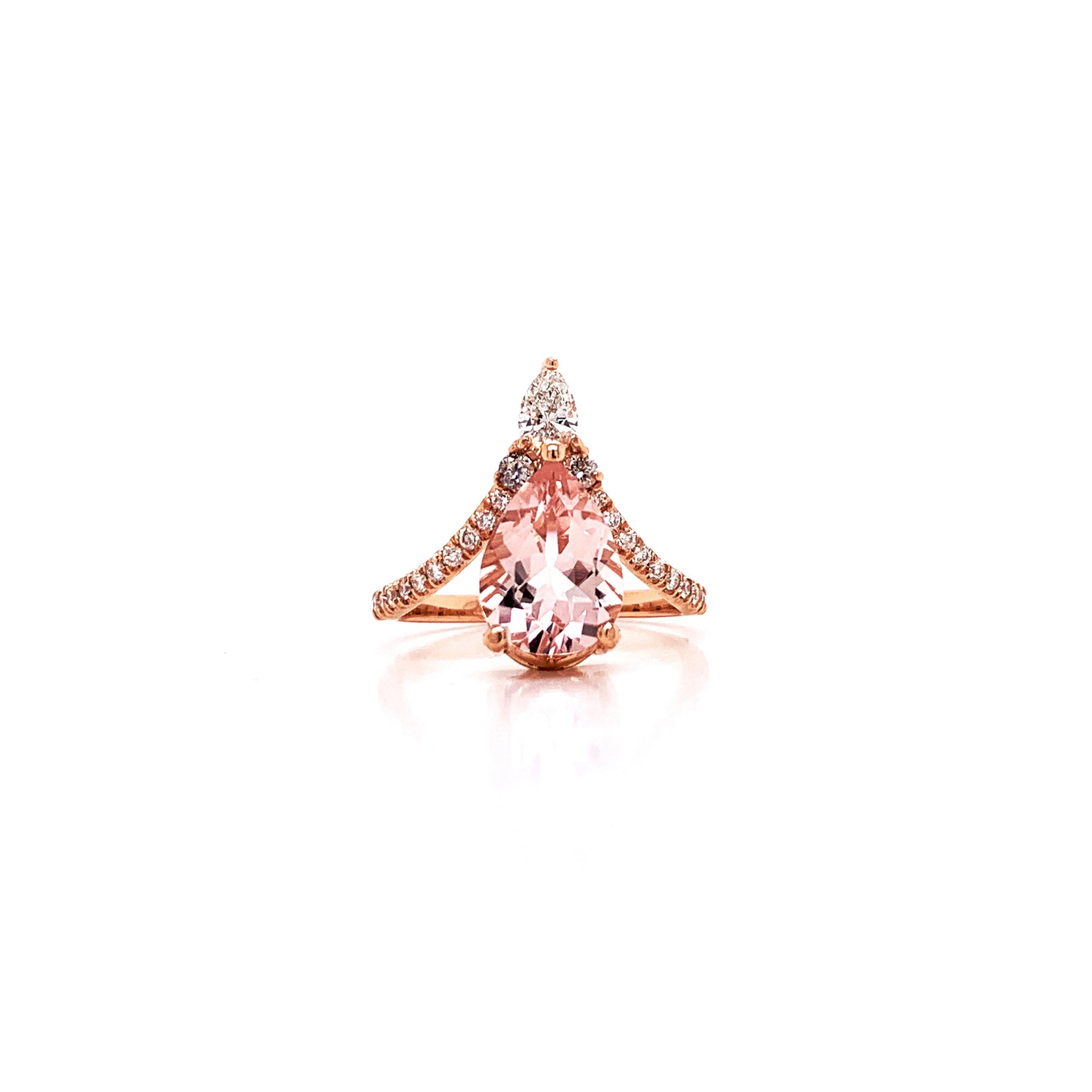 Rose Gold Pear Cut Morganite Ring