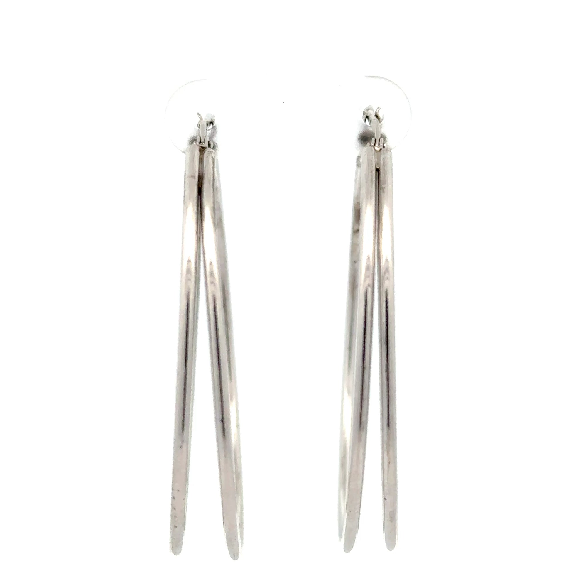 Sterling Silver Double Row Hoops - Front View