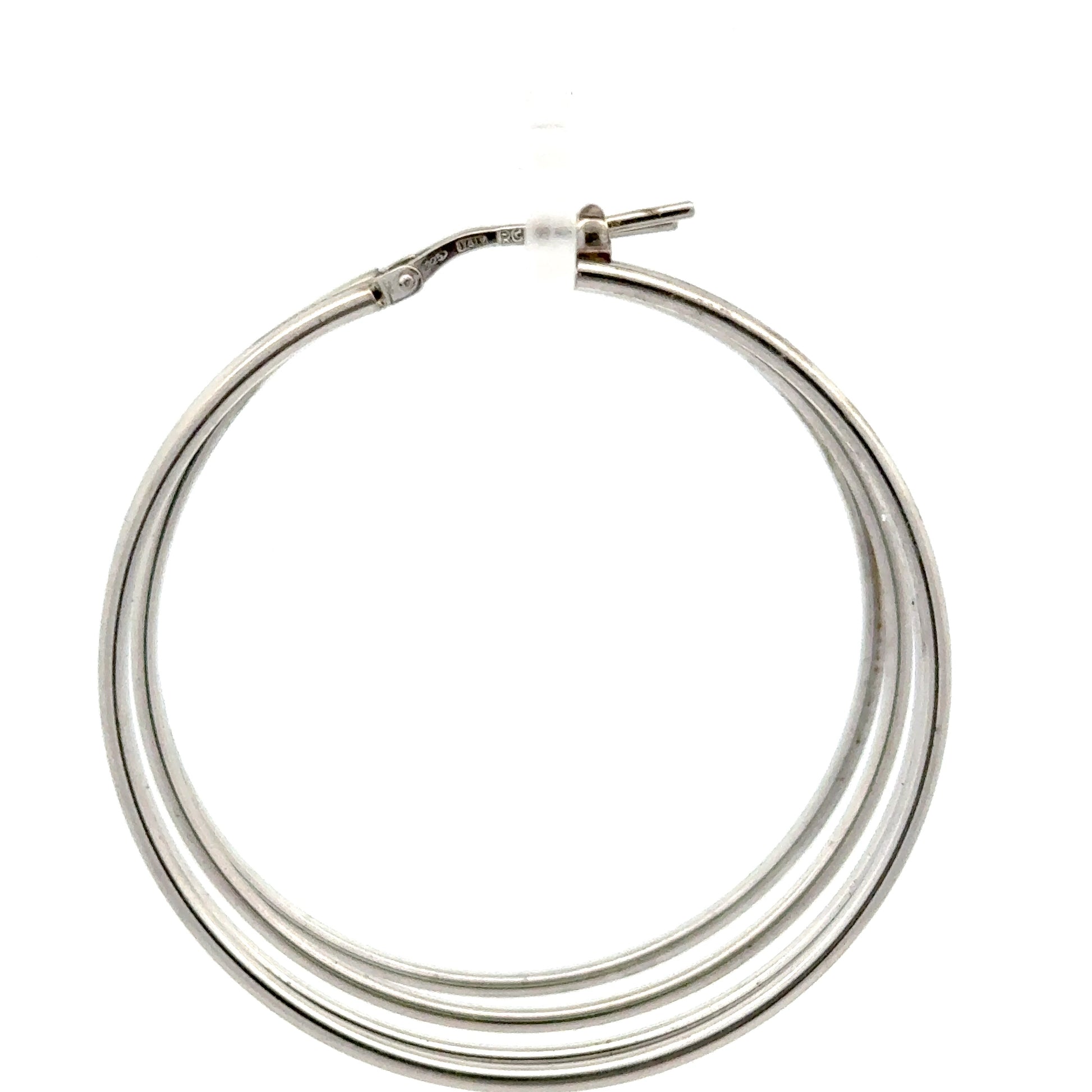 Sterling Silver Double Row Hoops - Other Side