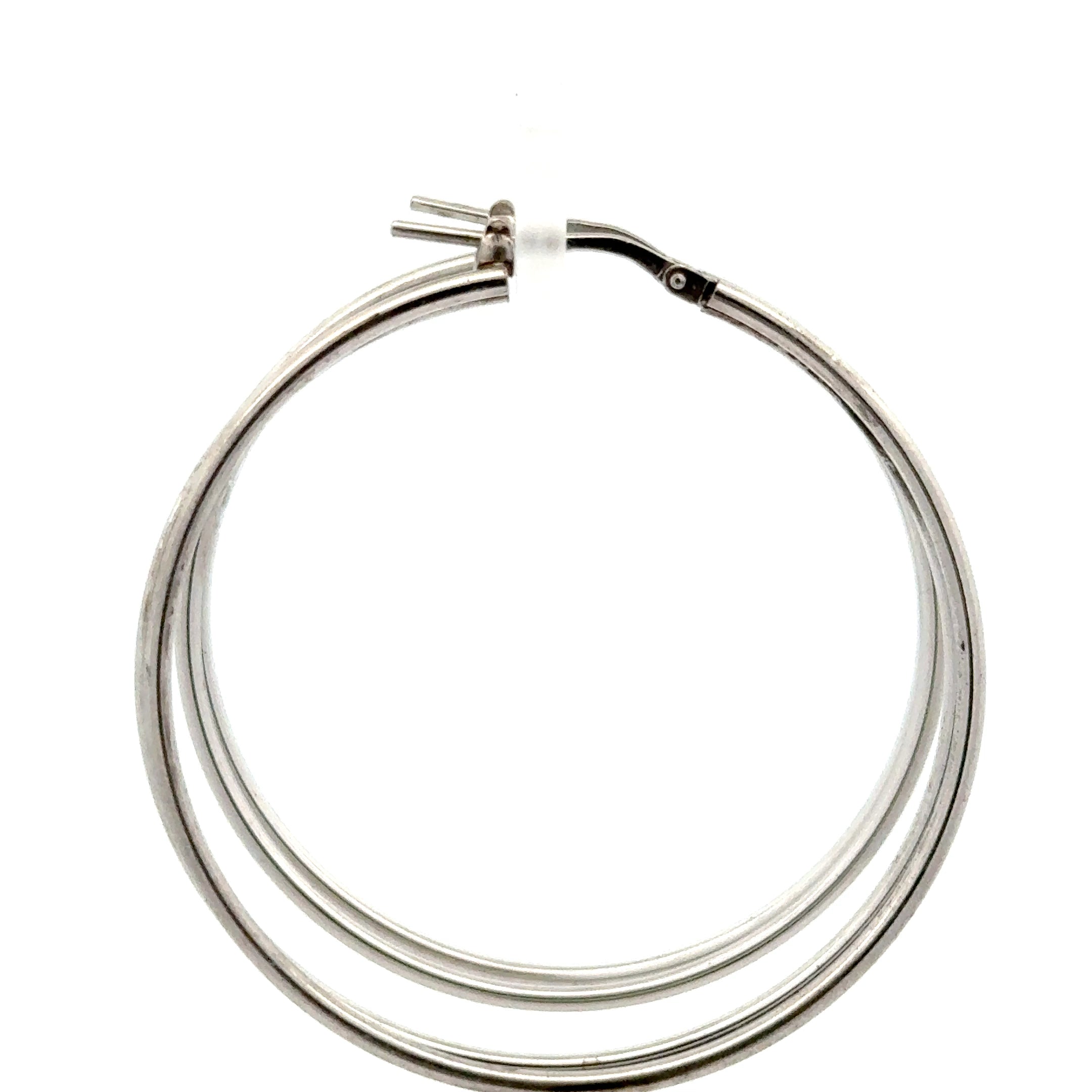 Sterling Silver Double Row Hoops - Side View