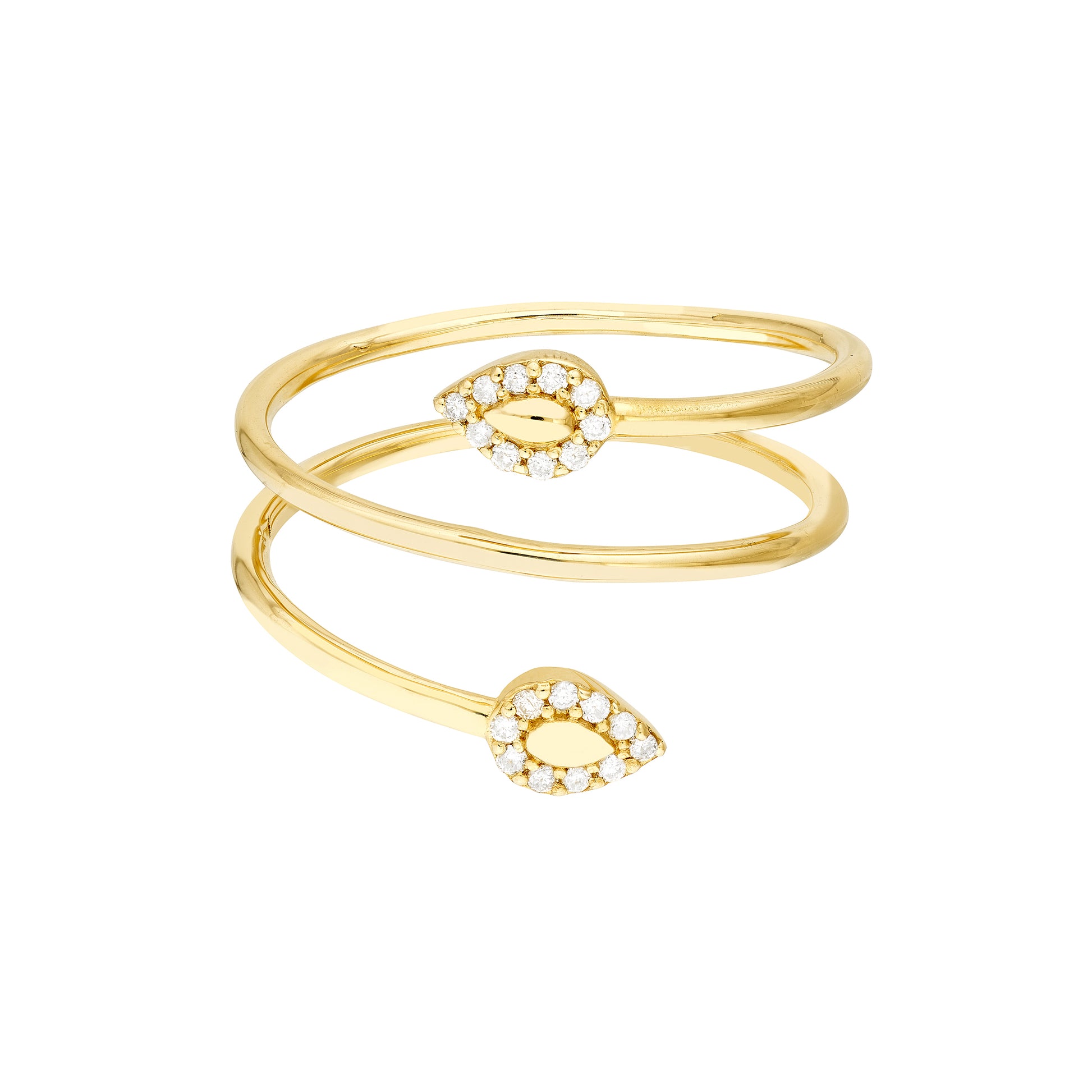 Yellow Gold Swirl Ring with Diamonds