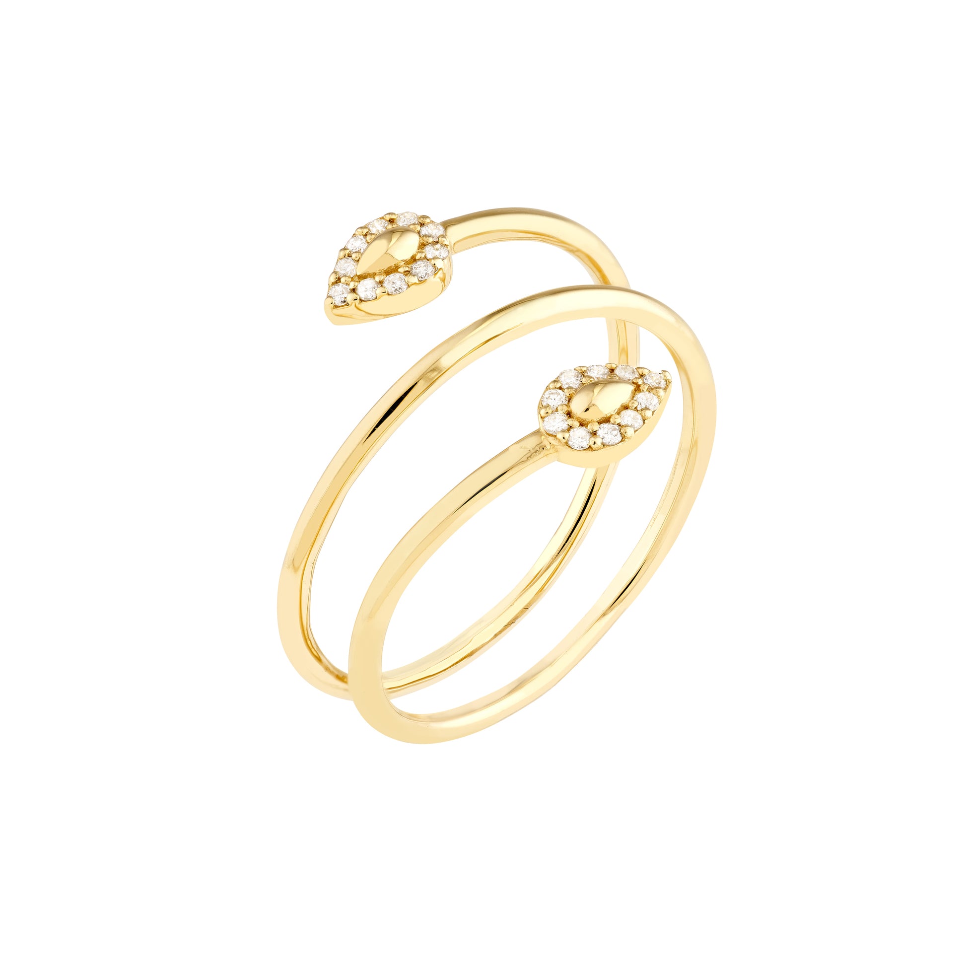 Yellow Gold Swirl Ring with Diamonds  - Alternative View