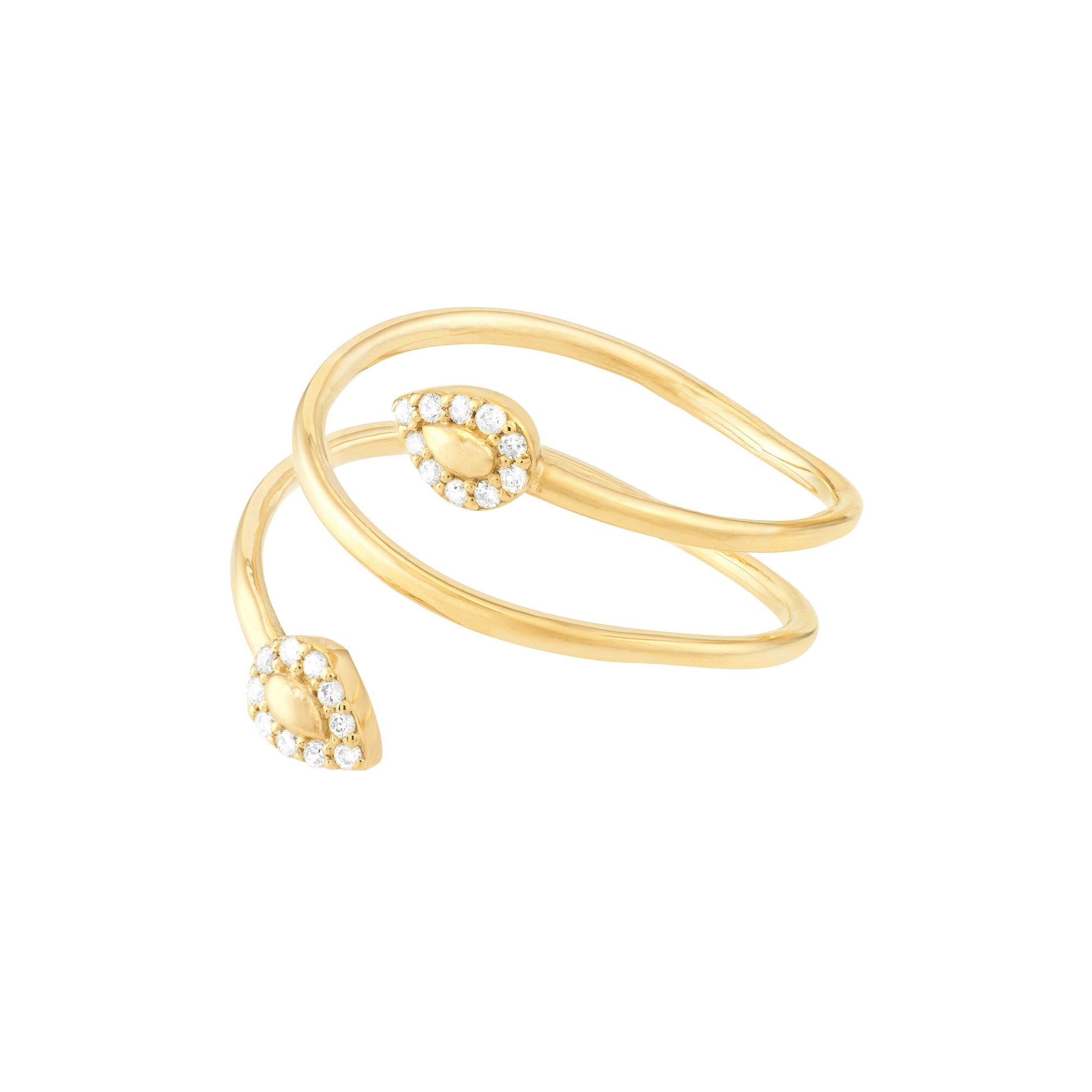Yellow Gold Swirl Ring with Diamonds  - Details