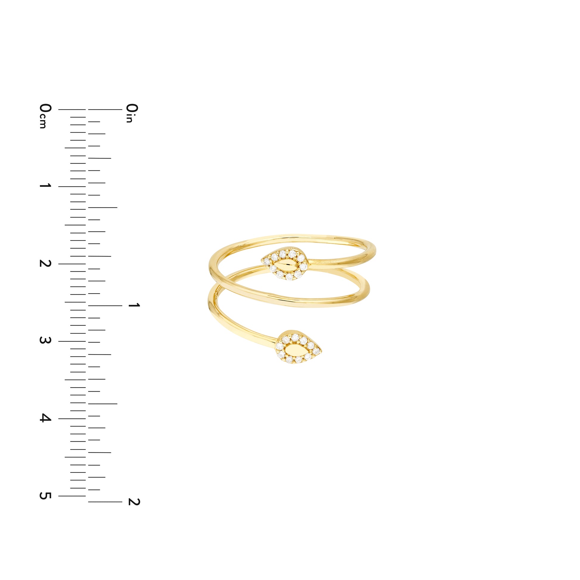 Yellow Gold Swirl Ring with Diamonds  - Size
