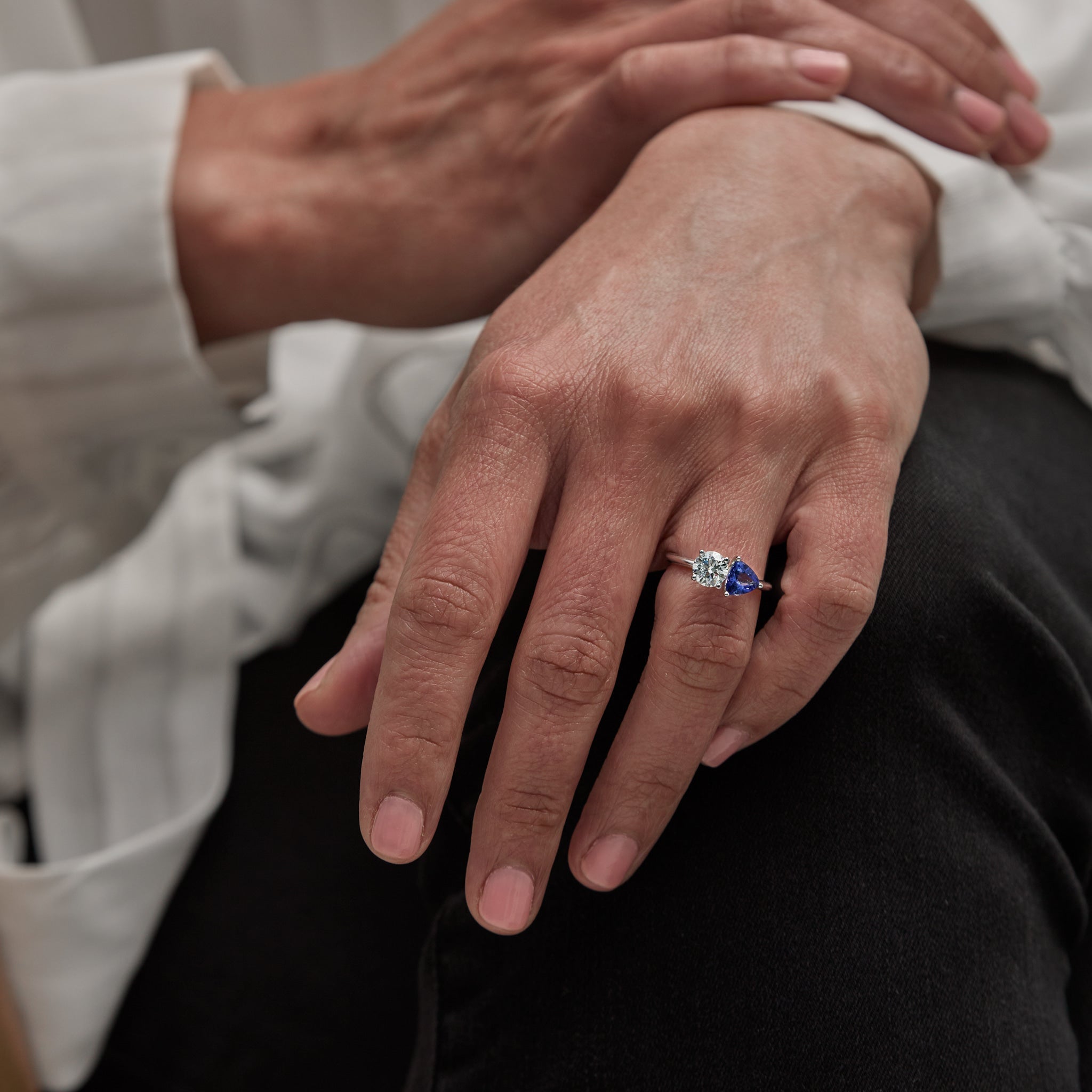 White Gold Tanzanite and Diamond Ring - On Hand