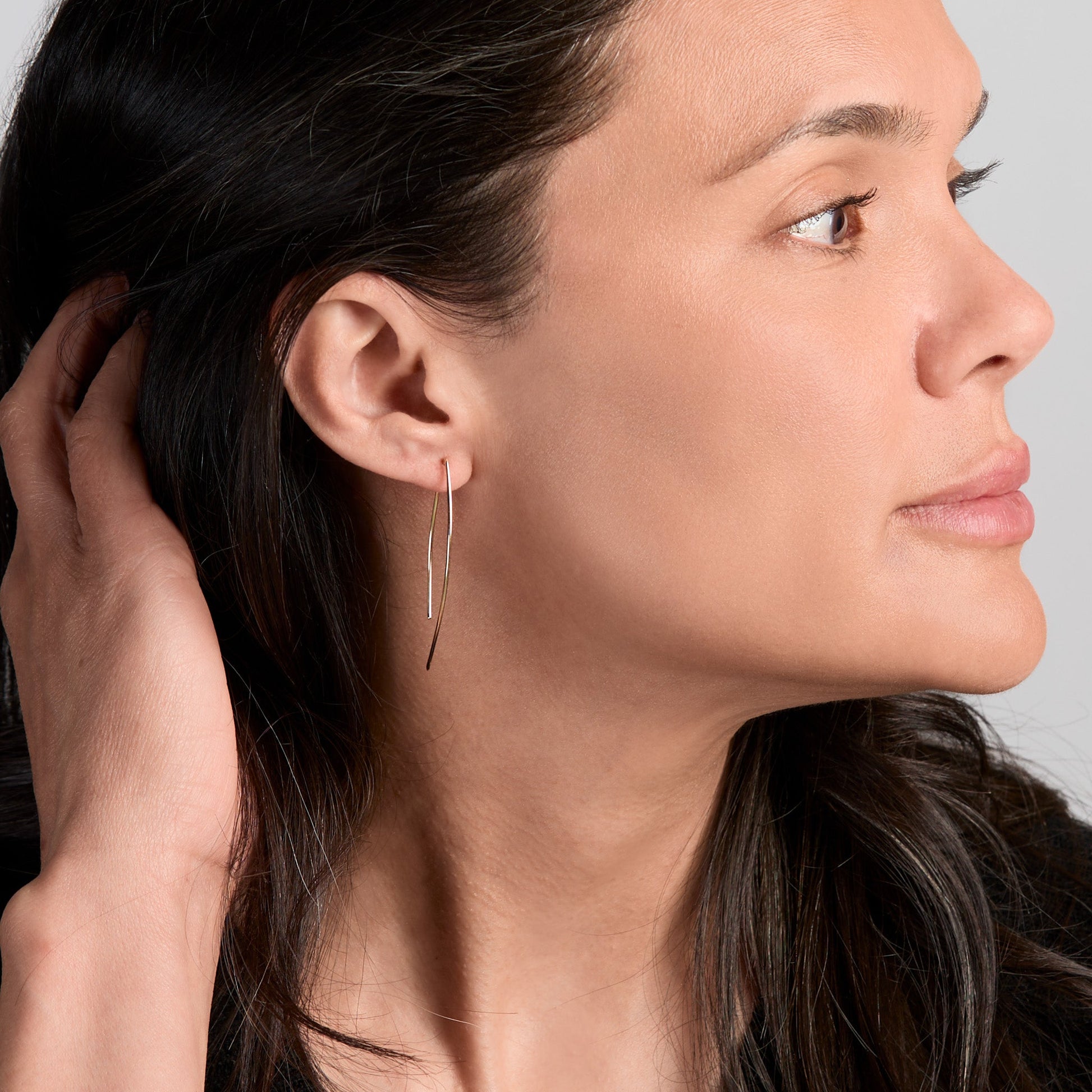 Yellow Gold Open Curve Earring - Styled