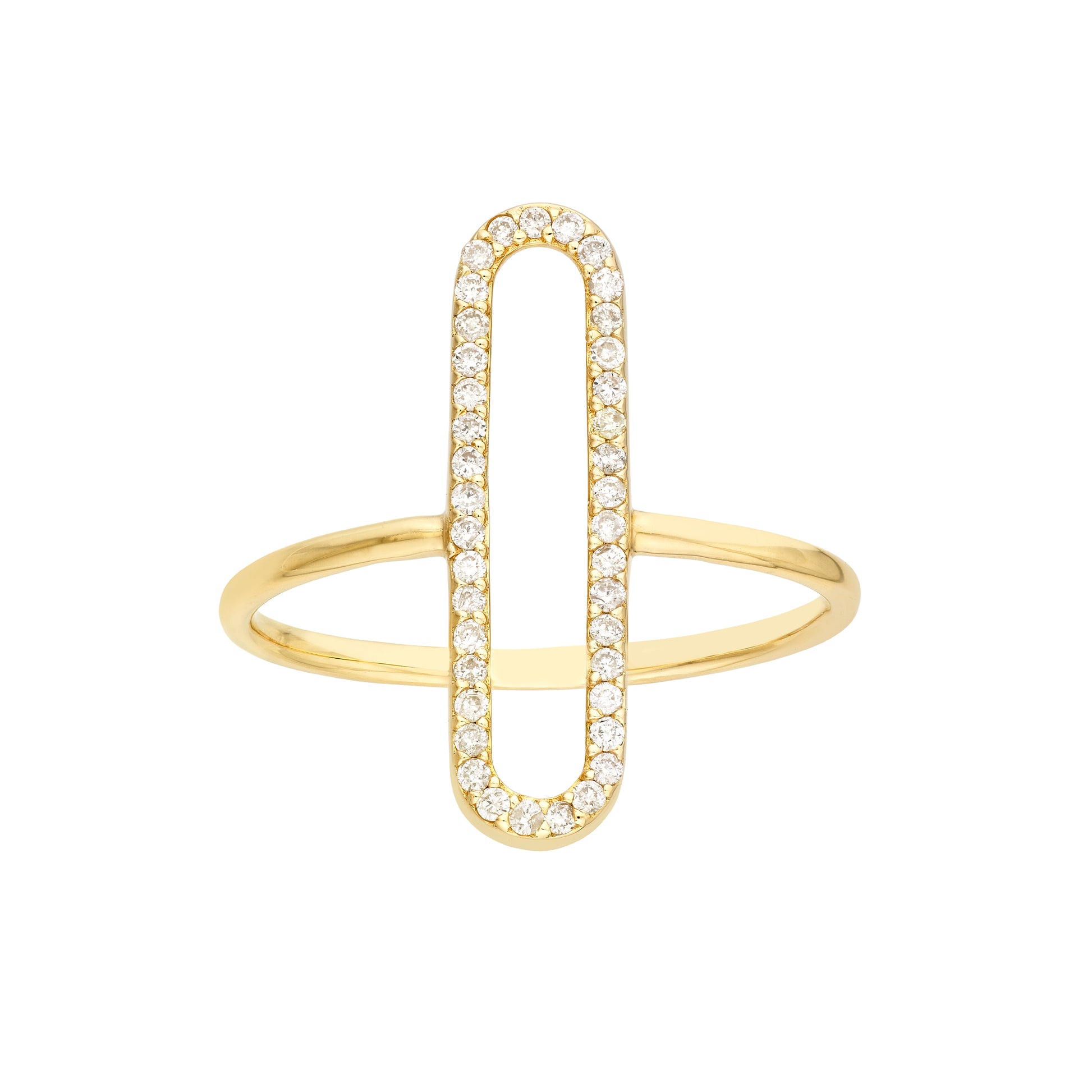 Yellow Gold Diamond Paper Clip Frame Ring
