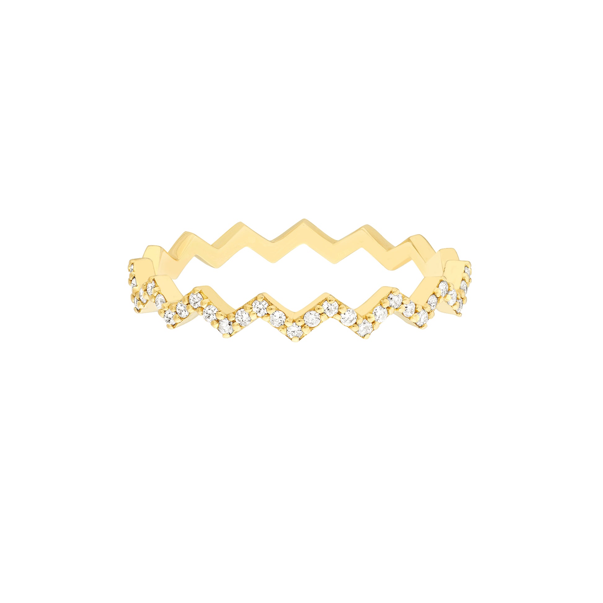 Yellow Gold Diamond Zig Zag Ring