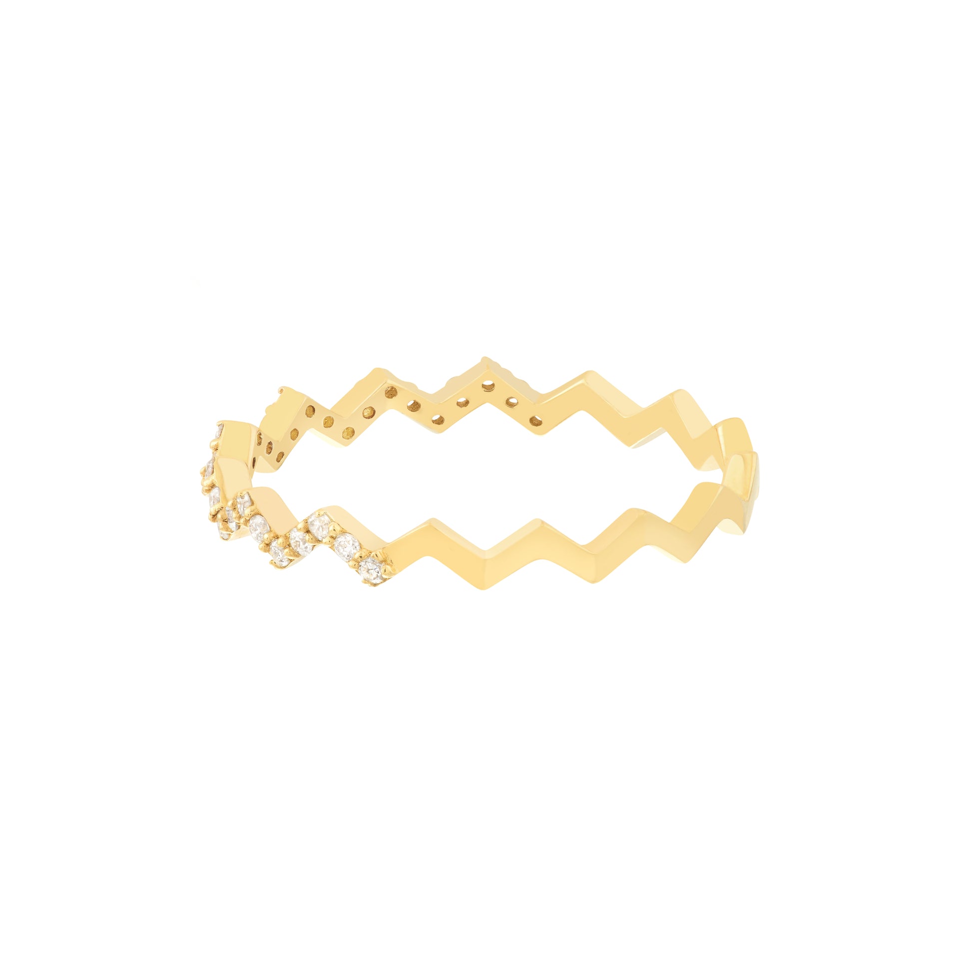 Yellow Gold Diamond Zig Zag Ring - Details