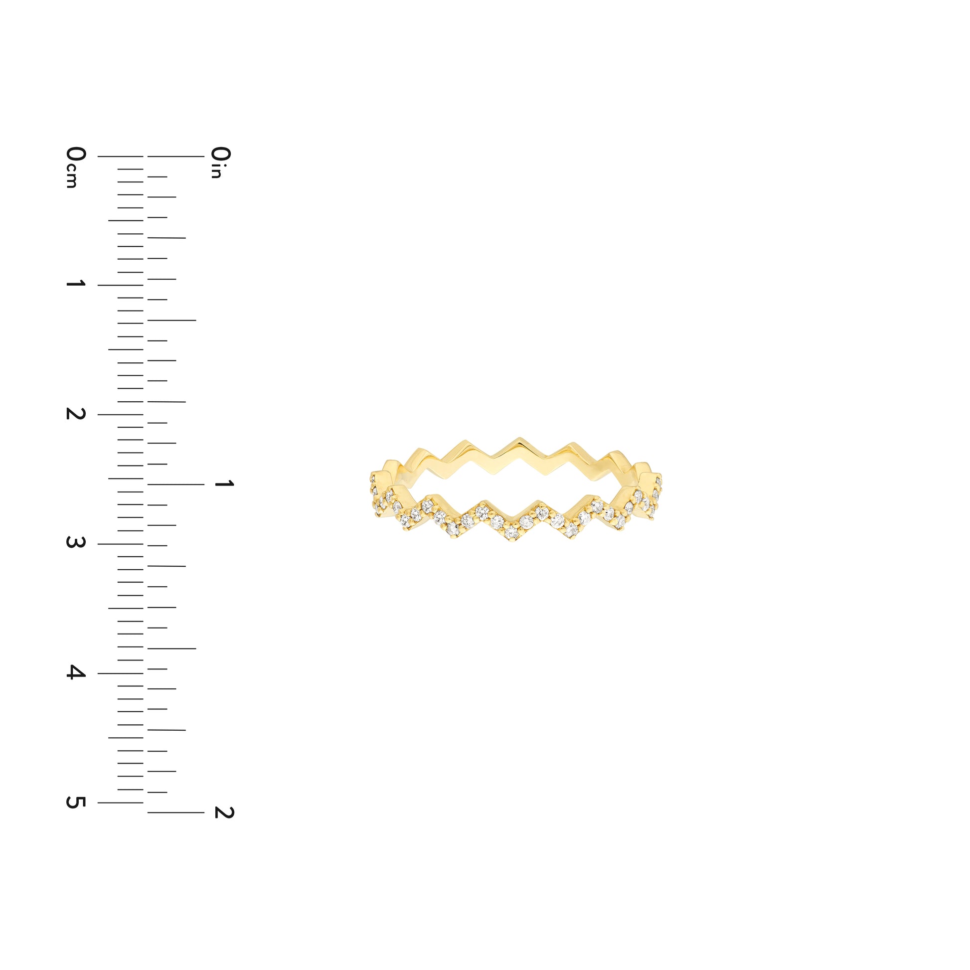 Yellow Gold Diamond Zig Zag Ring - Size Reference