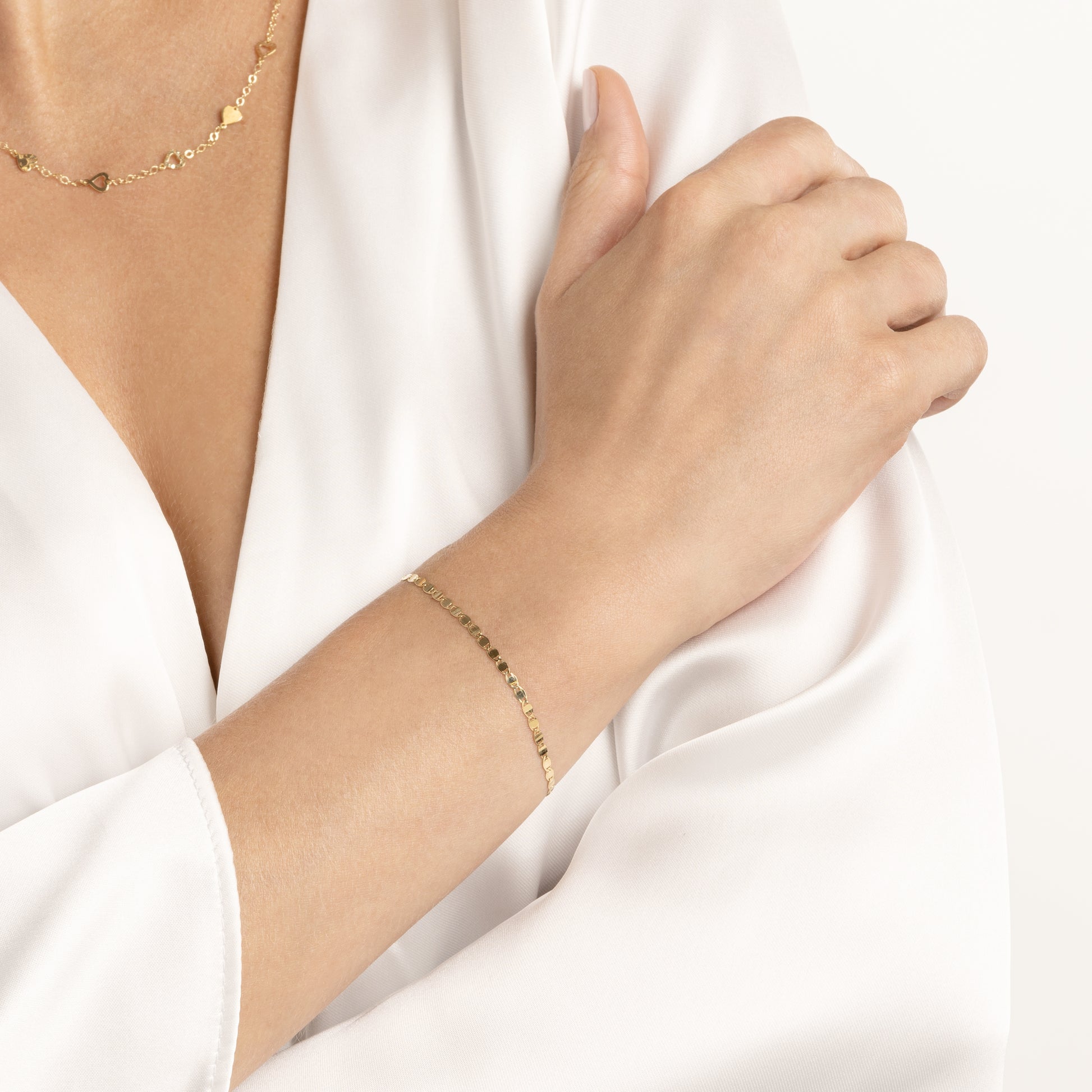 Yellow Gold Valentinio Chain Bracelet - Styled with Clothes