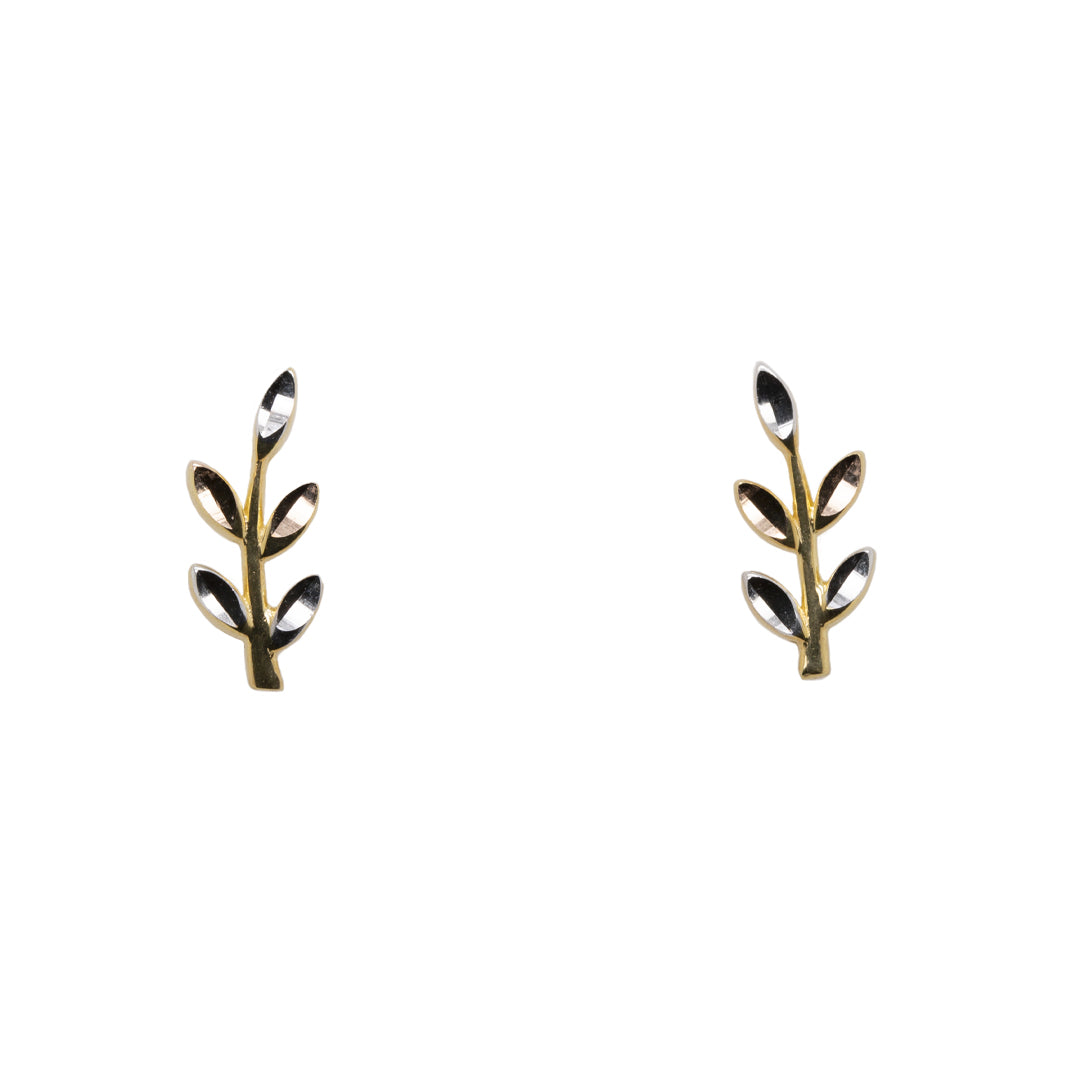 Yellow Gold Branch Ear Climber Earrings