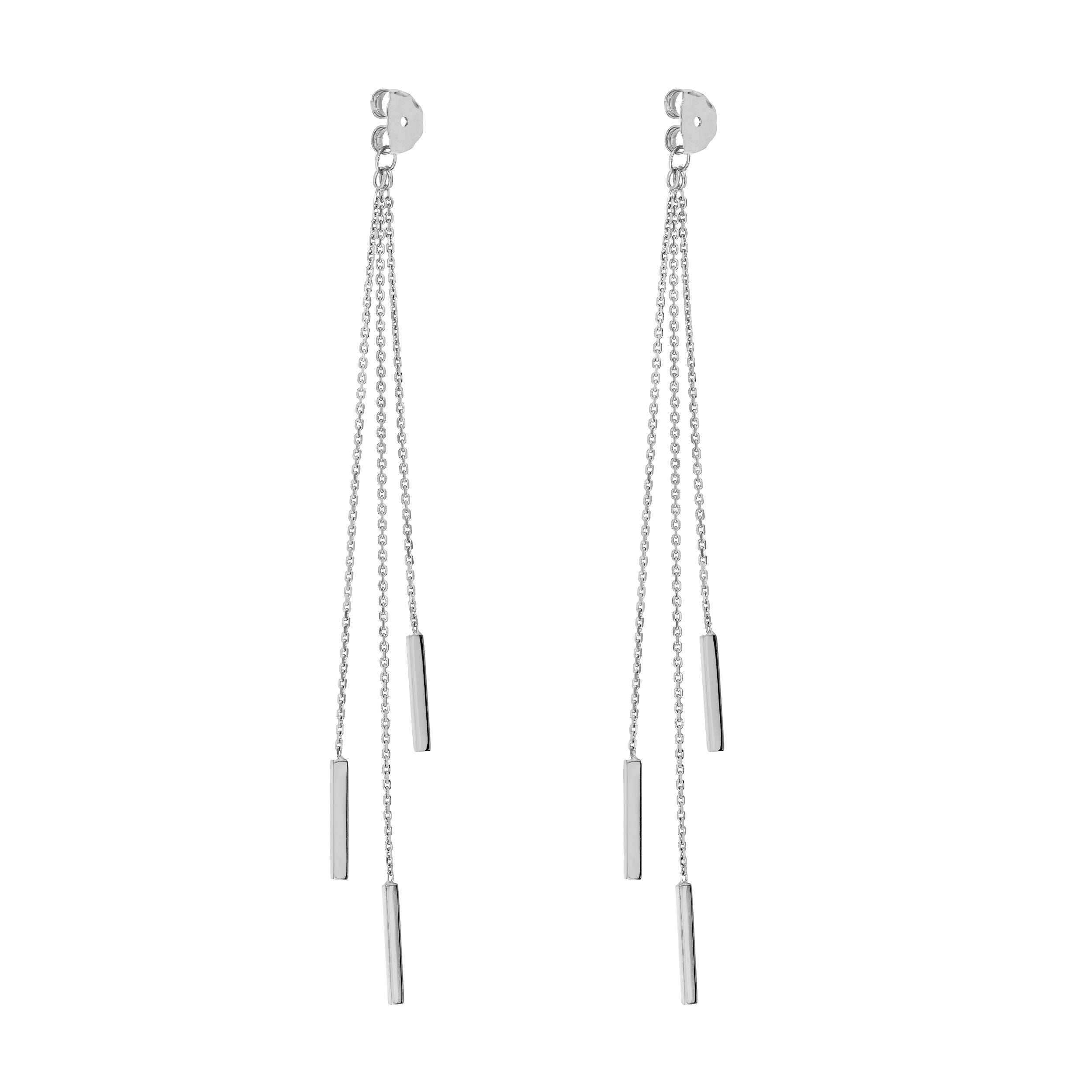 White Gold Cable Chain and Bar Earring Backs