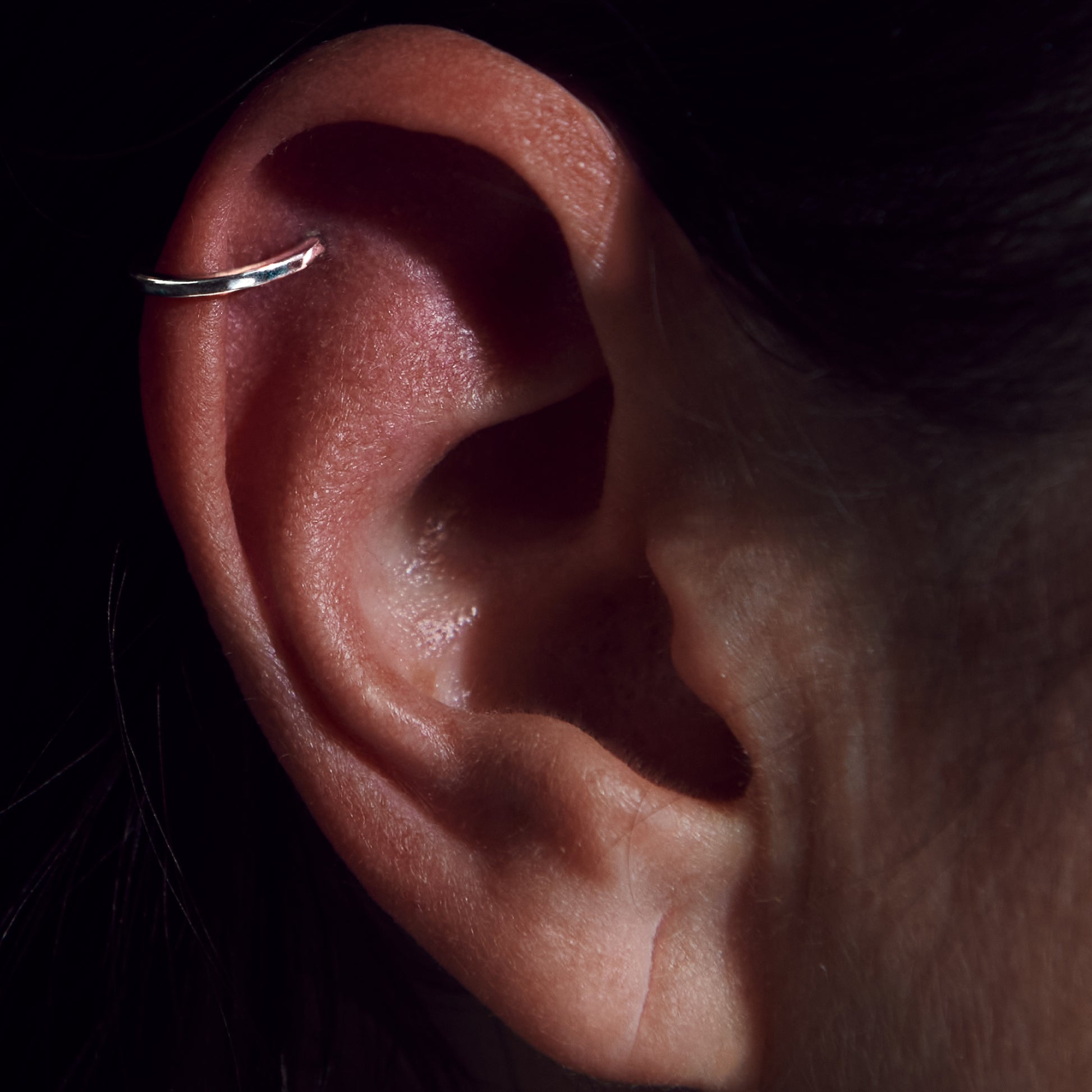 White Gold Ear Cuff - Close Up on Ear