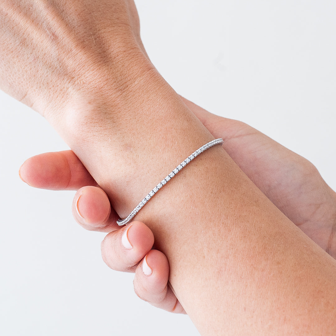 Delicate White Gold Diamond Bracelet - On Wrist