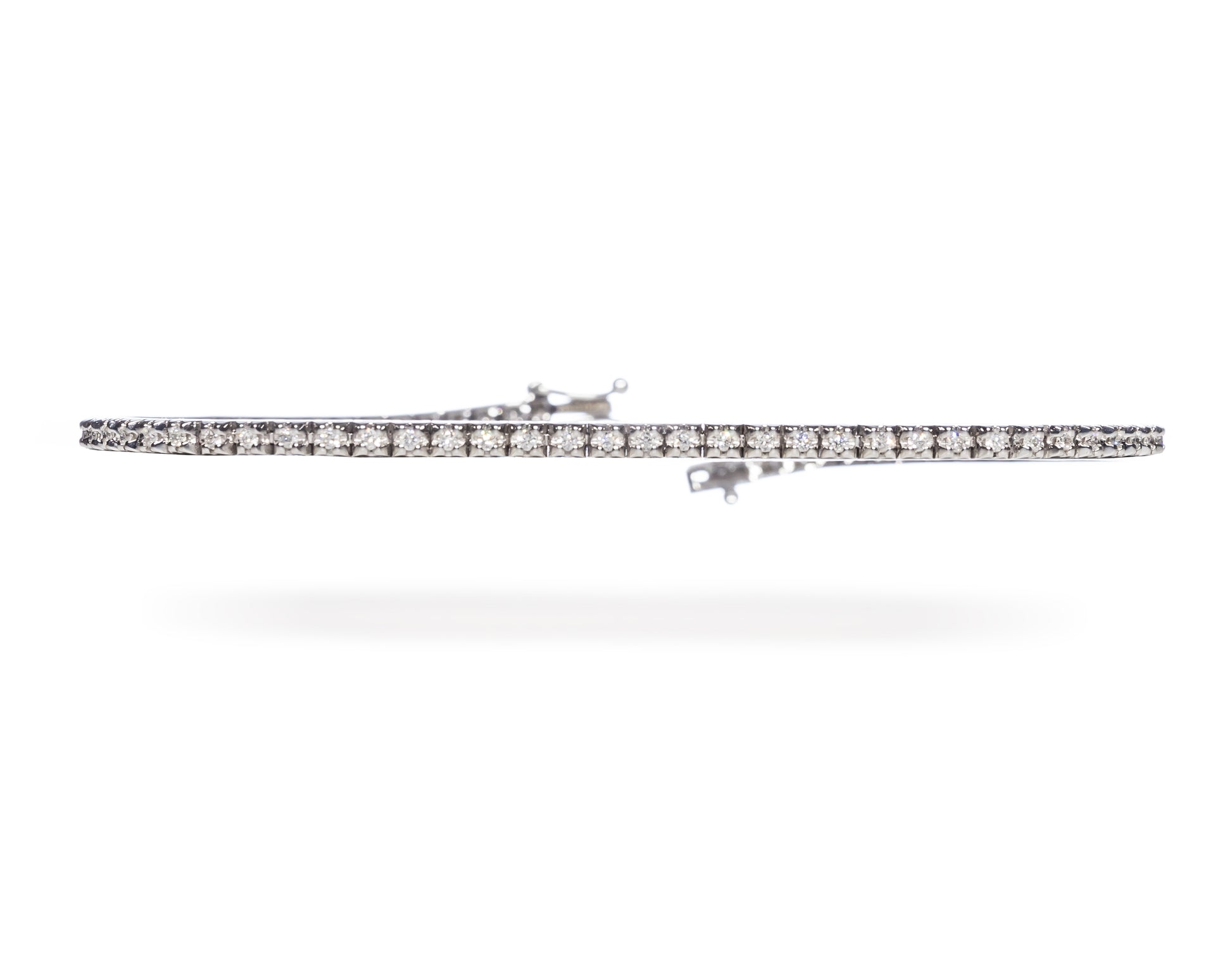 Delicate White Gold Diamond Bracelet-Details on setting