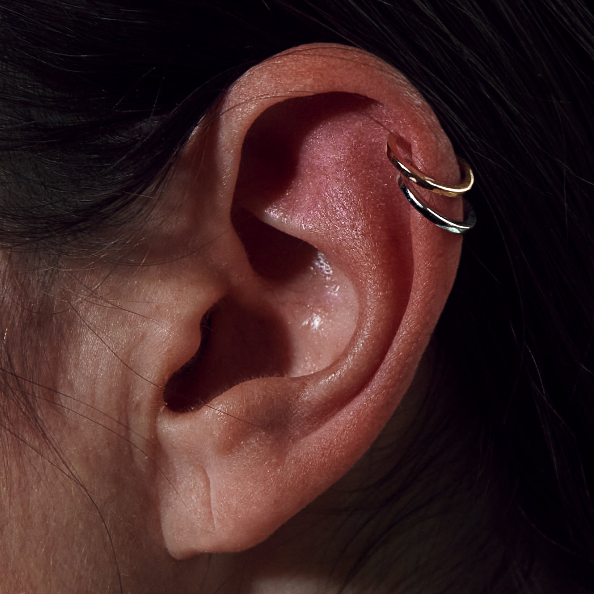 White Gold Ear Cuff - Pair of them on ear