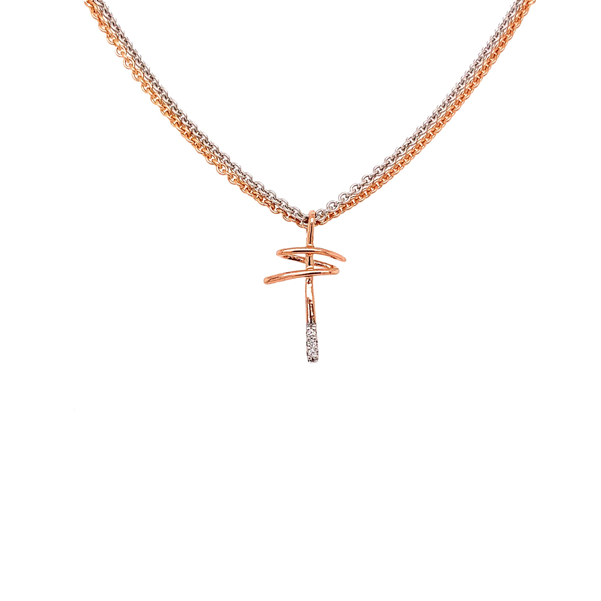 Rose Gold Vermeil Modern Diamond Cross Pendant