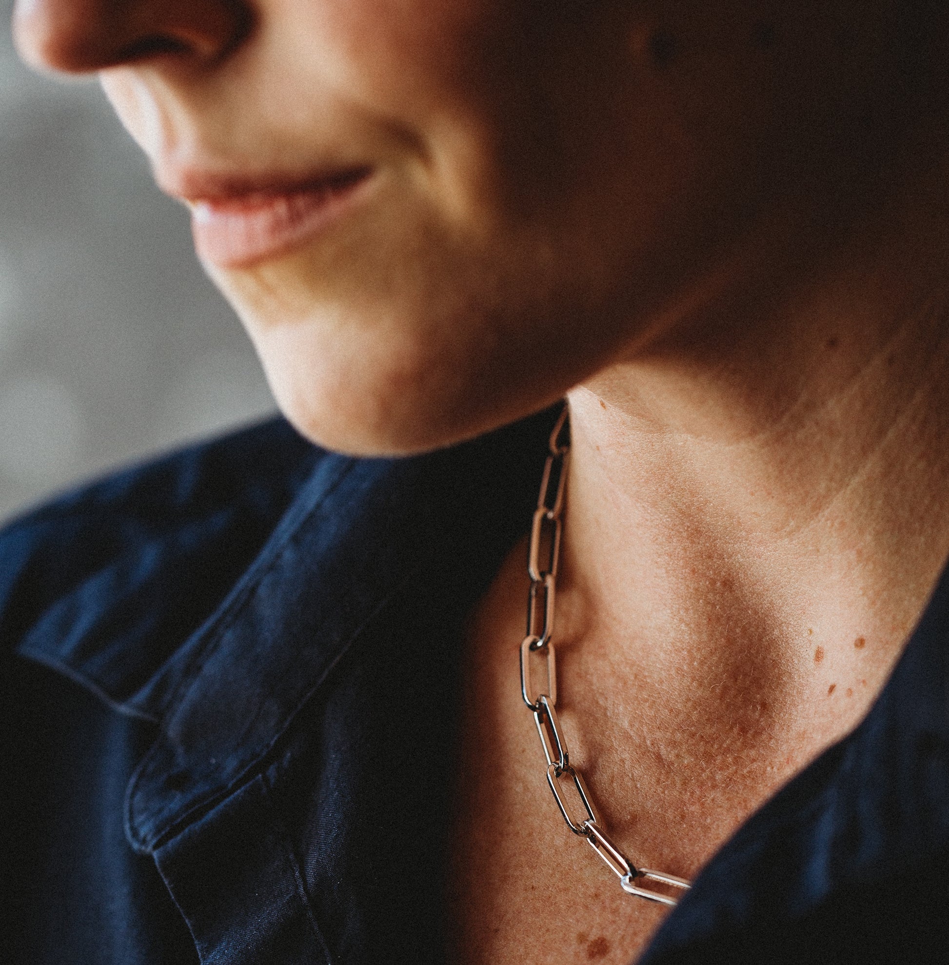 Sterling Silver Paperclip Link Necklace - 18" -Styled