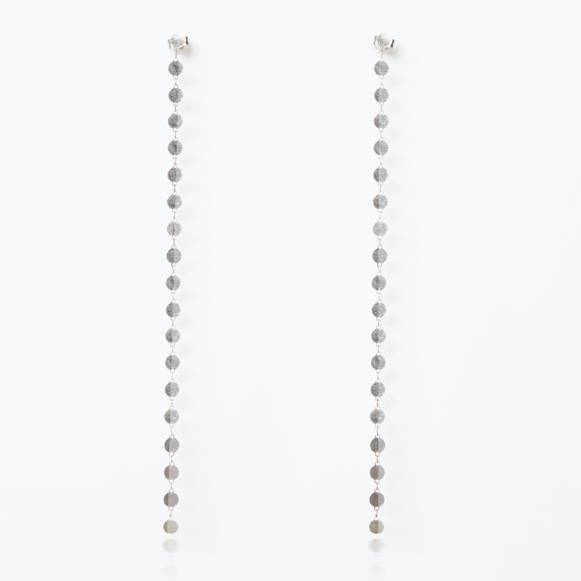 Sterling Silver Cascading Disk Drop Earrings - Details