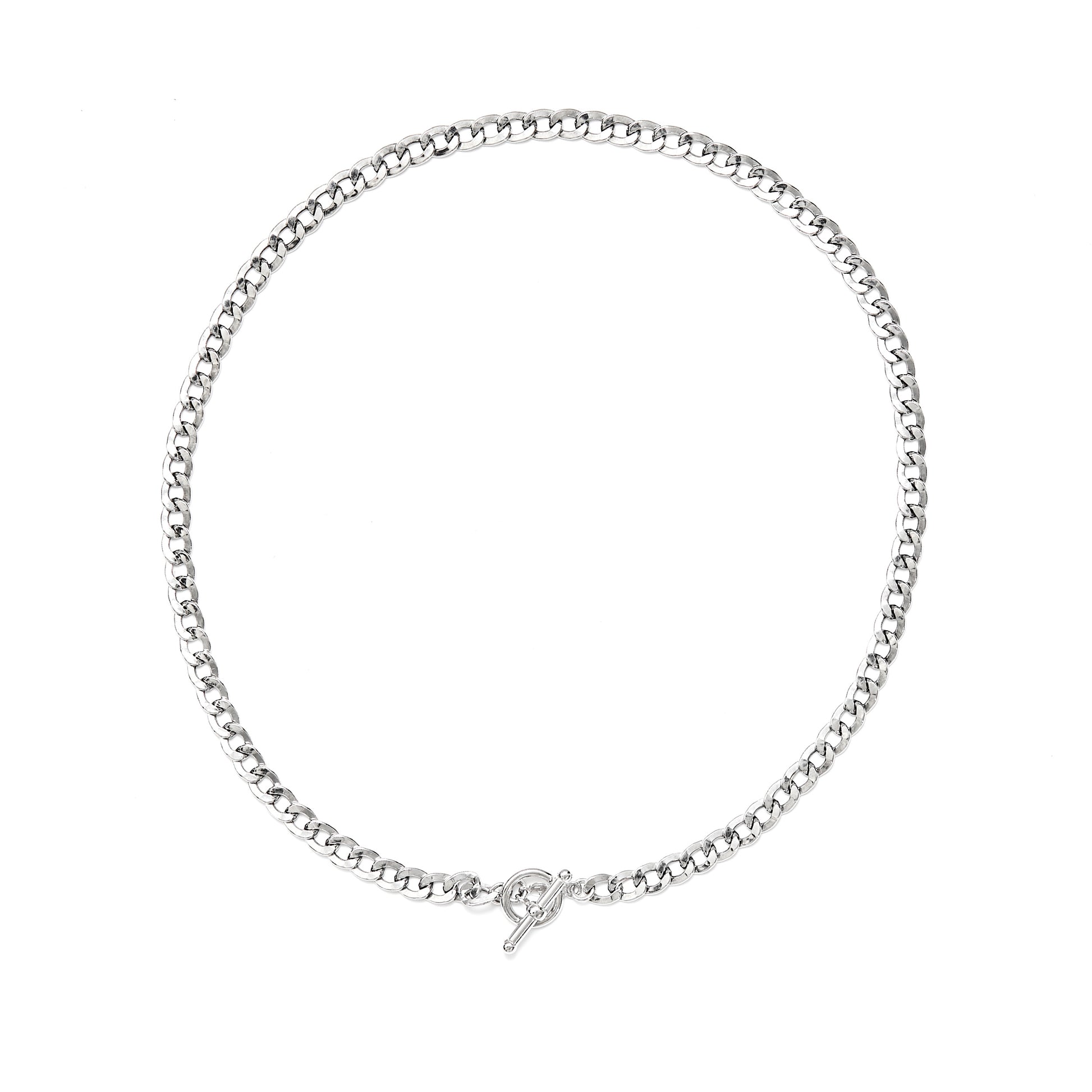 Sterling Silver Rhodium Toggle Necklace – 18"