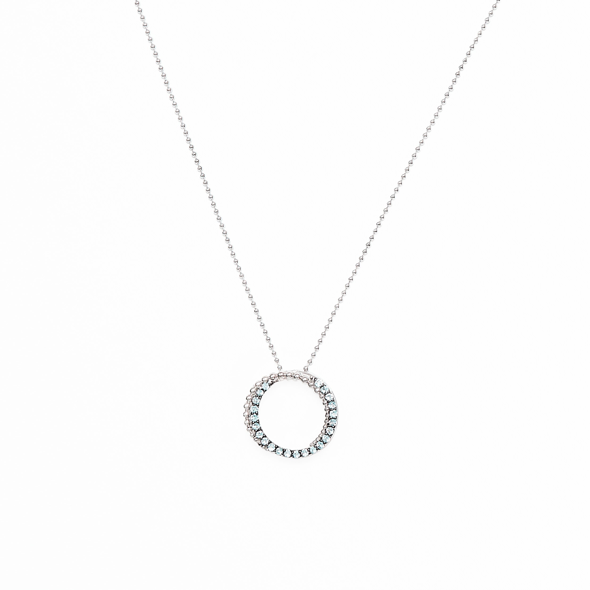 Silver Blue Topaz Circle Pendant