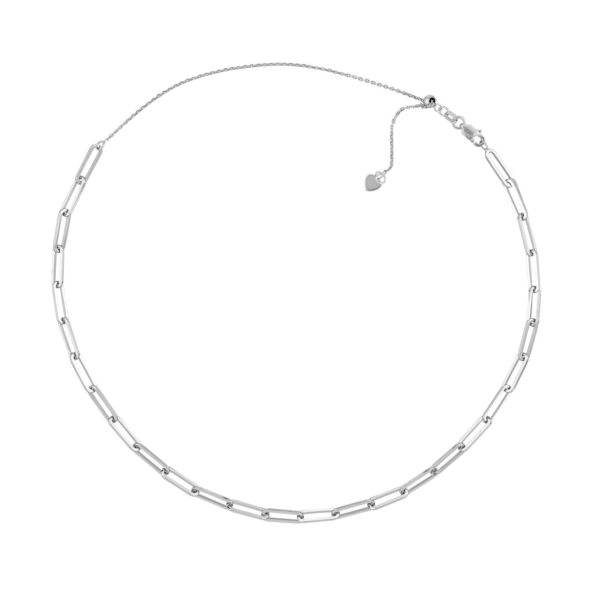 Sterling Silver Paper Clip Choker Necklace - 17"