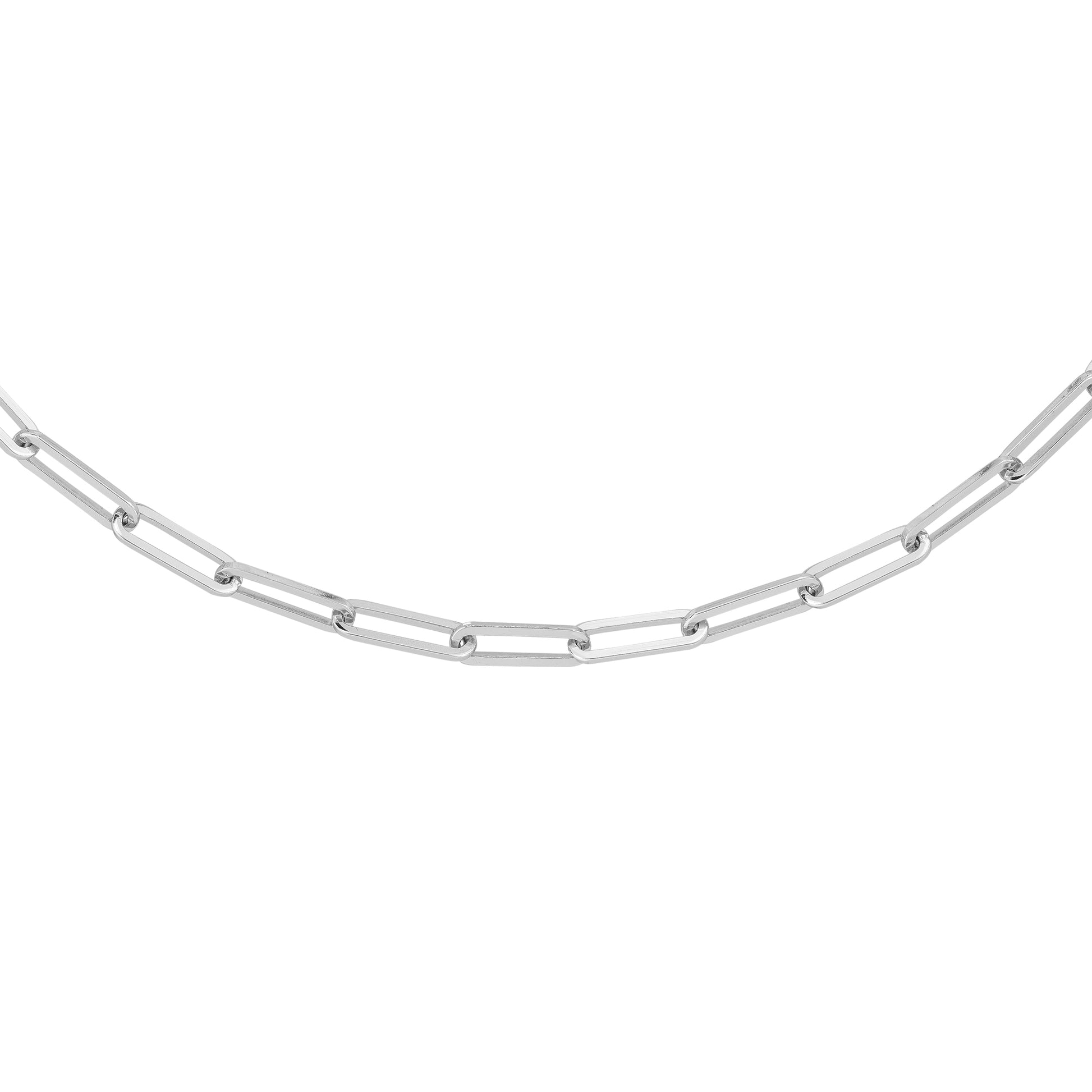 Sterling Silver Paper Clip Choker Necklace - Close Up of Chain