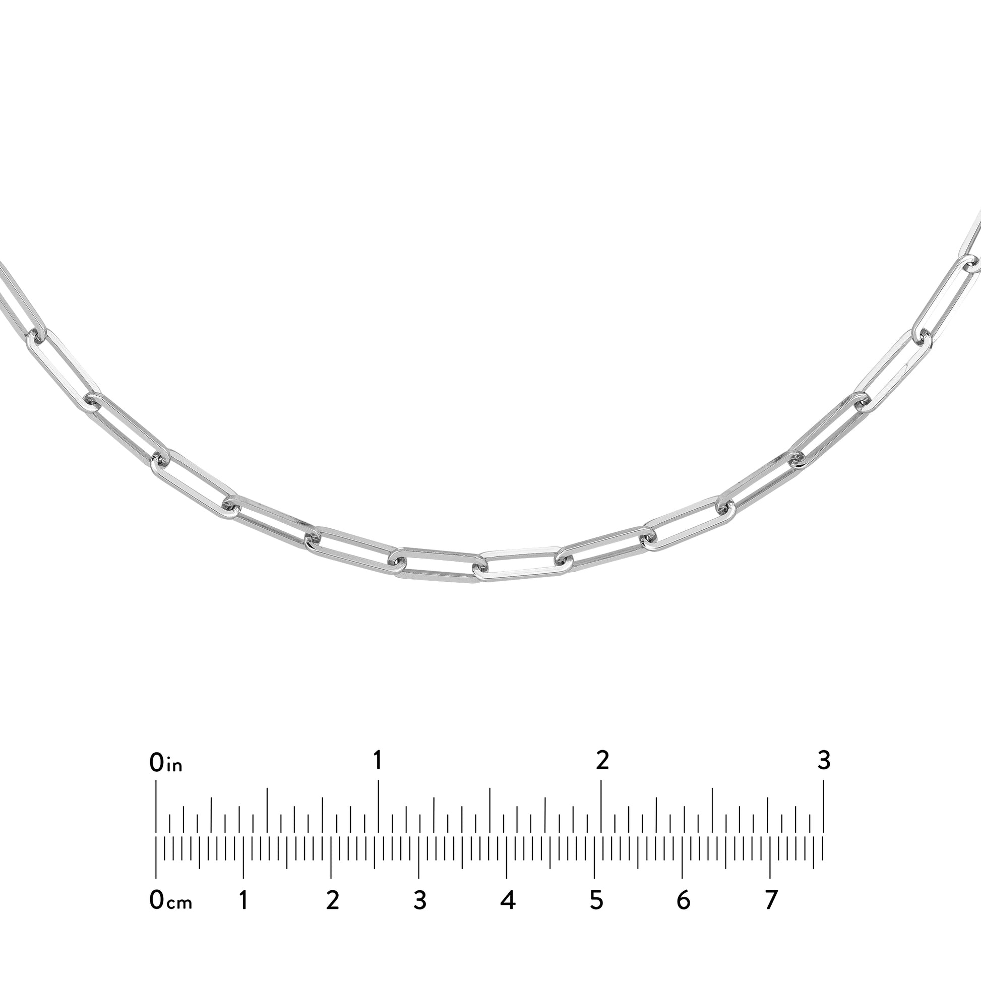 Sterling Silver Paper Clip Choker Necklace - Size Reference