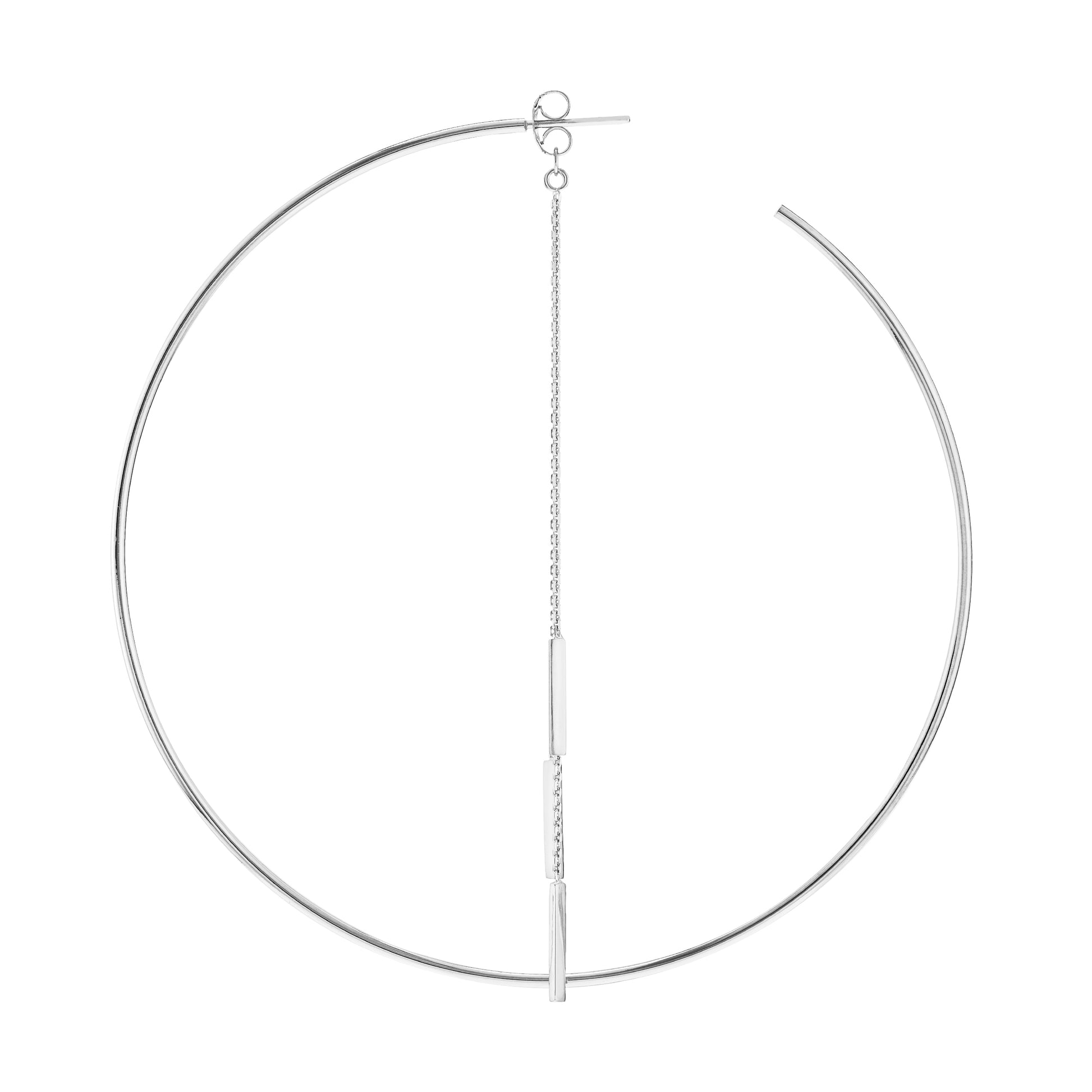 White Gold Cable Chain and Bar Earring Backs - Shown with a Hoop