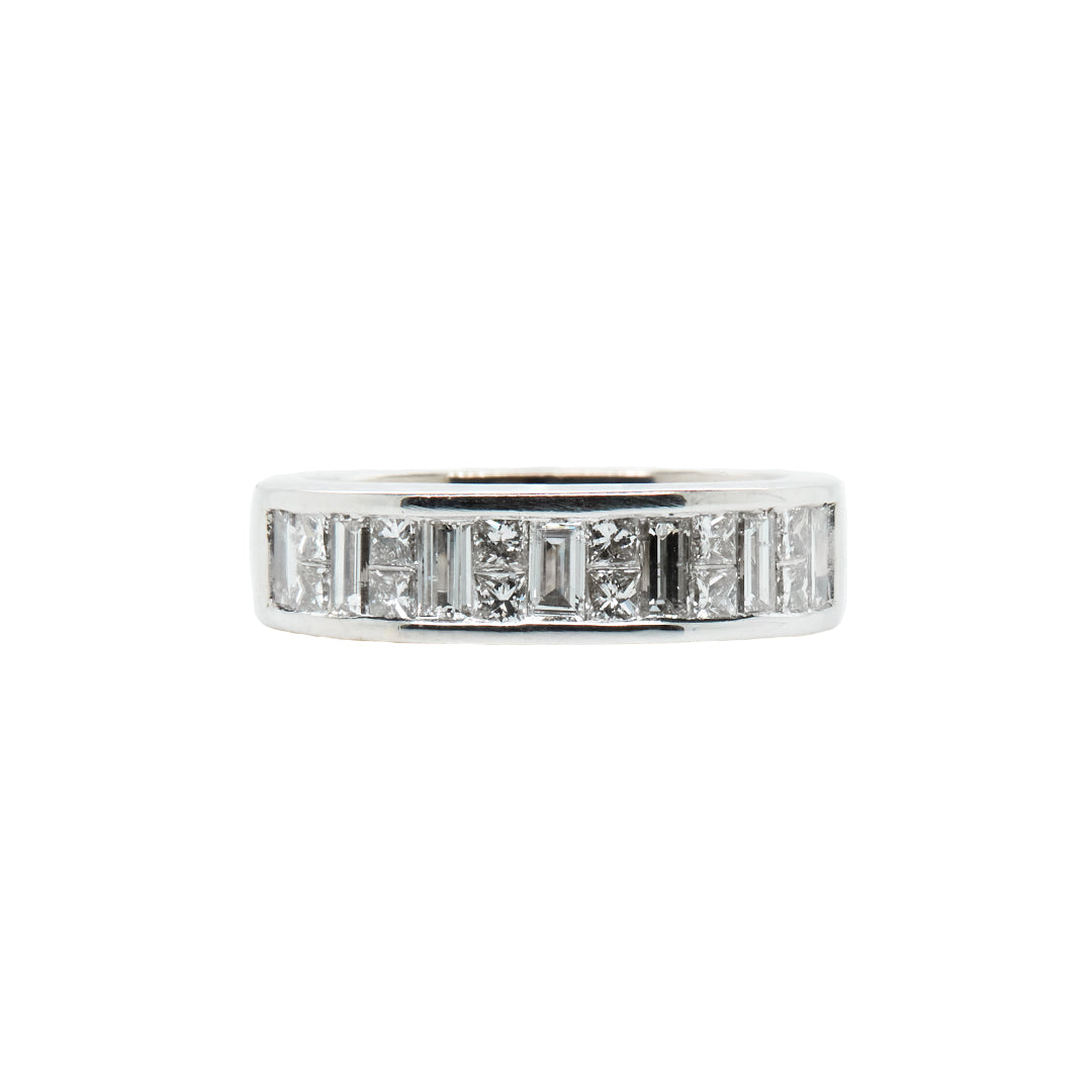 White Gold Baguette and Princess Diamond Band
