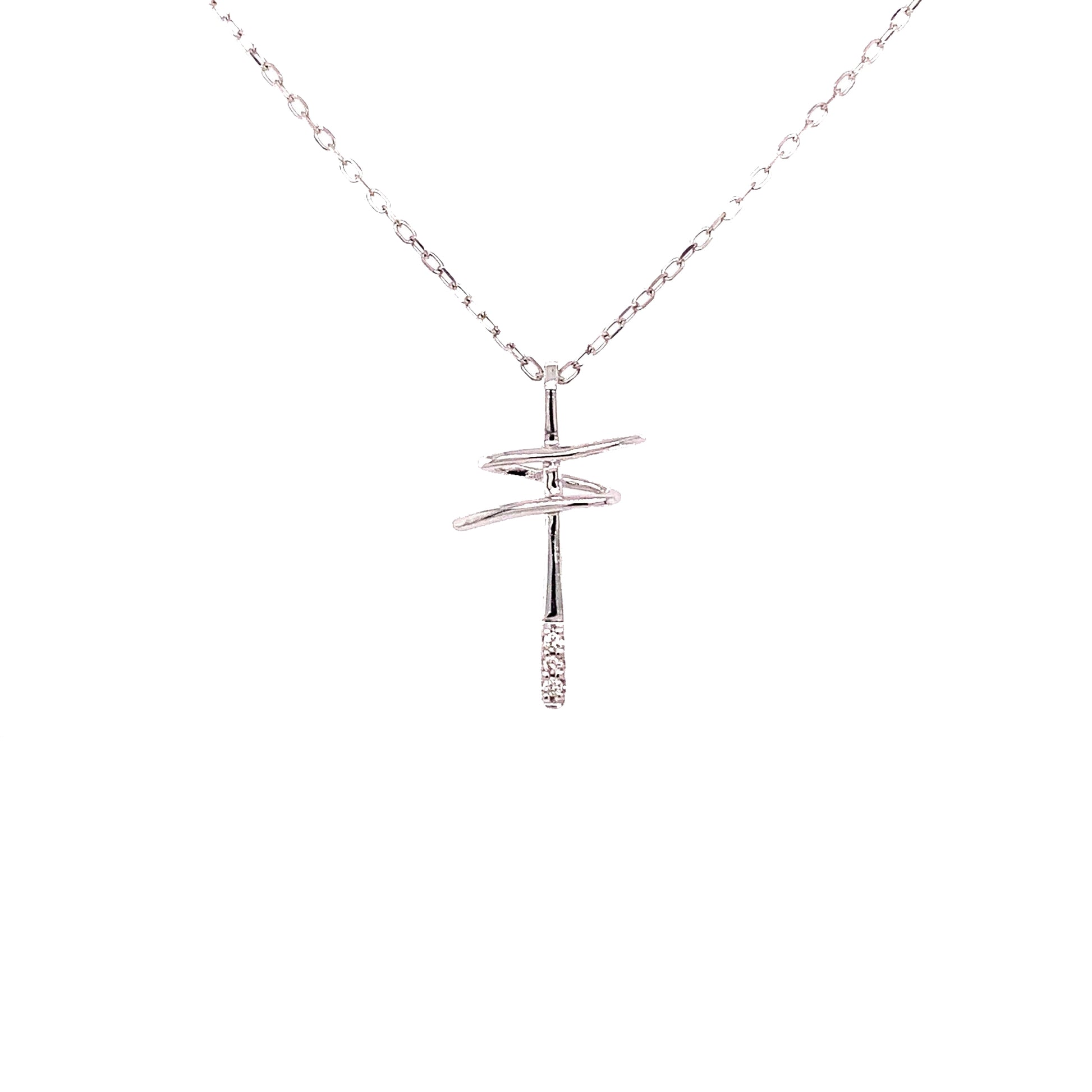 White Gold Diamond Modern Cross Pendant