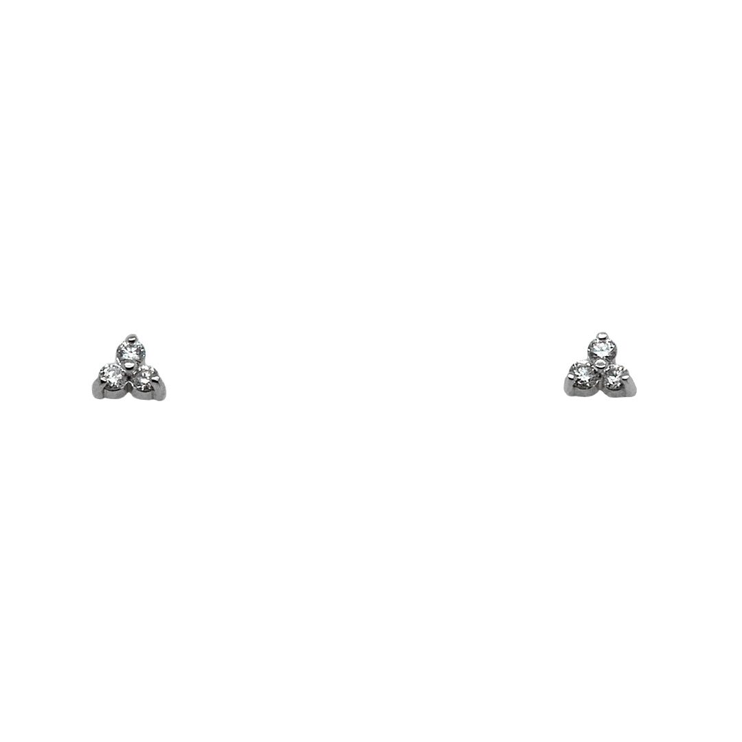 White Gold Diamond Triangle Studs