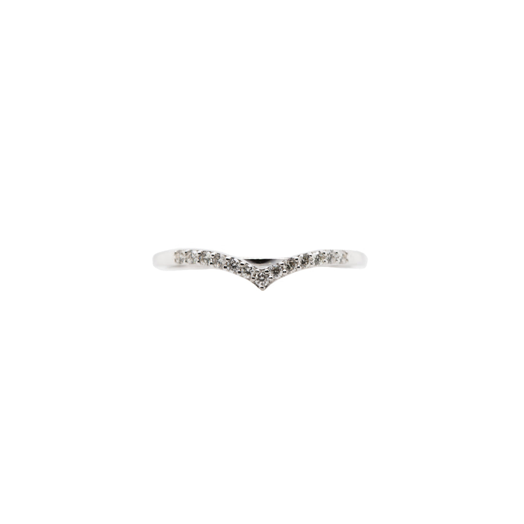 White Gold V Shape Stackable Diamond Band