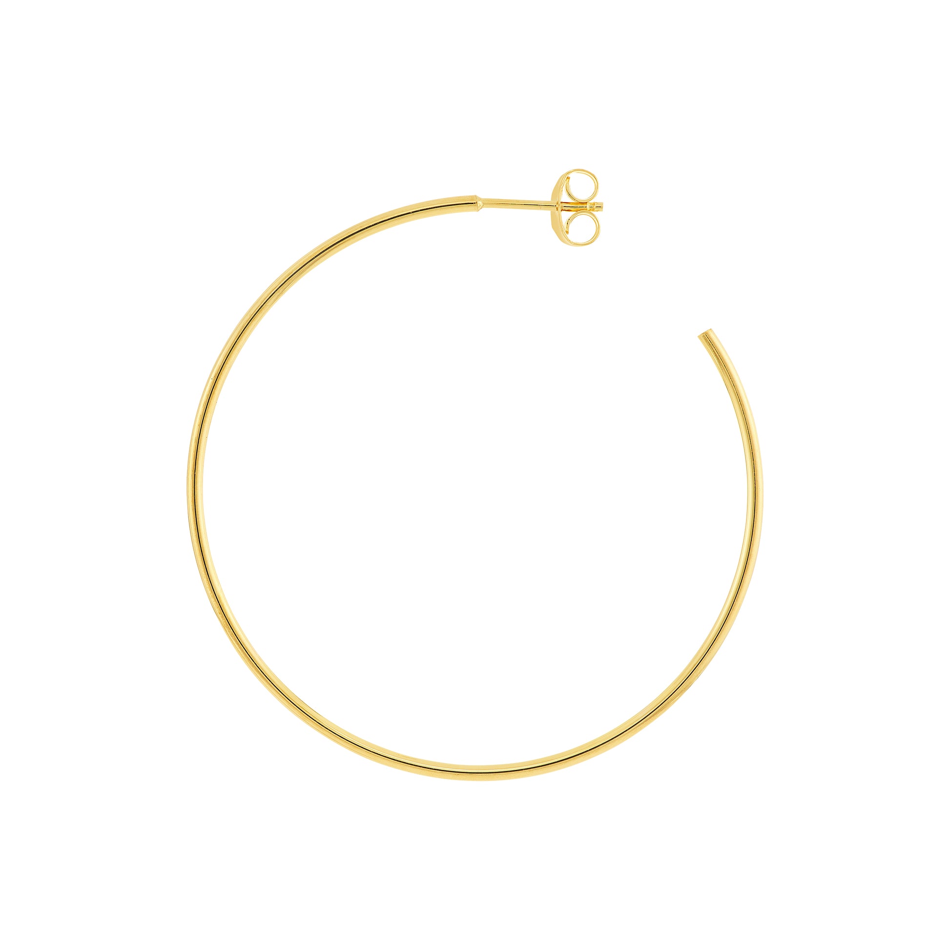 Yellow Gold Hoop Earrings - 40mm  - With Backing