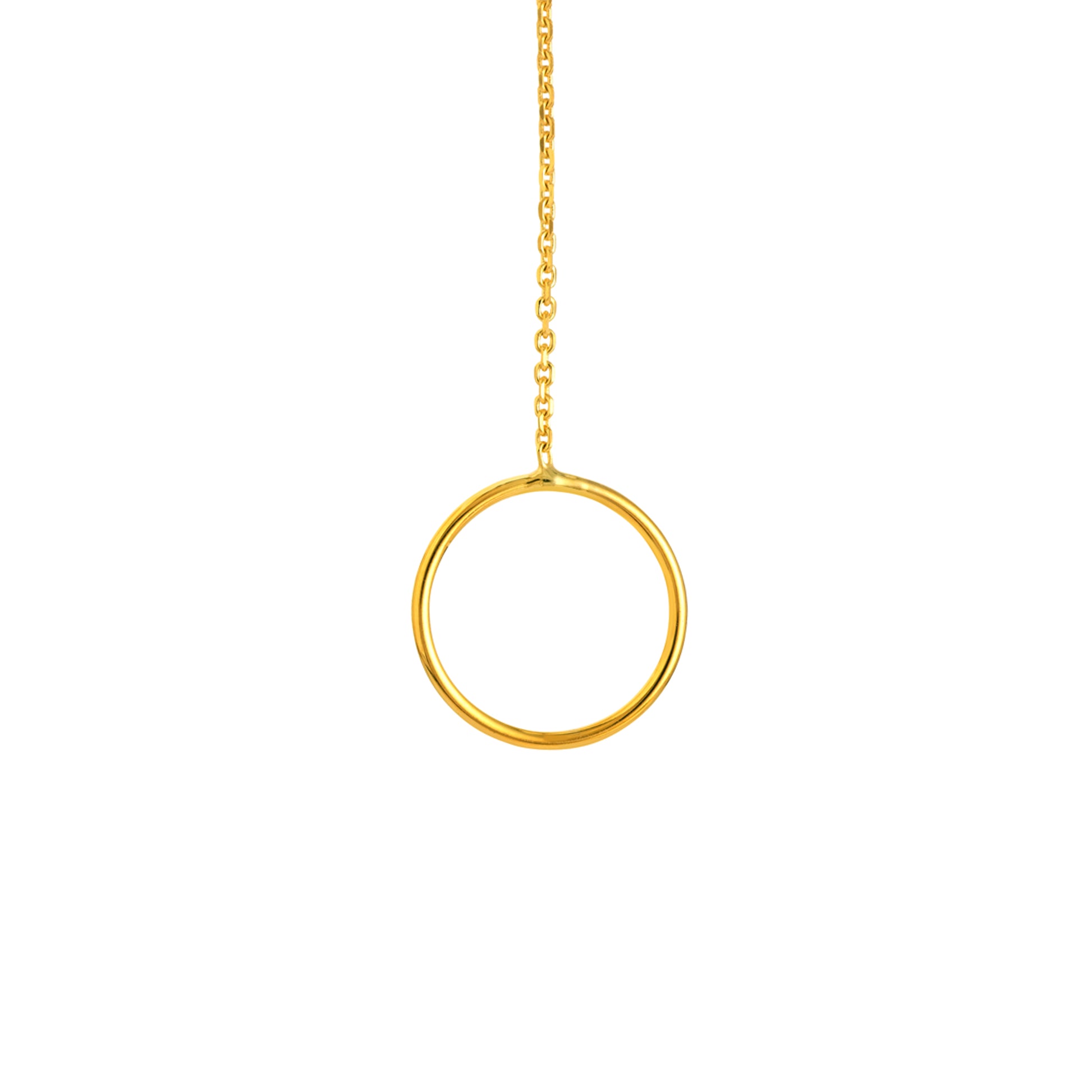 Yellow Gold Open Disk Threader Earrings - Open Disk Detail