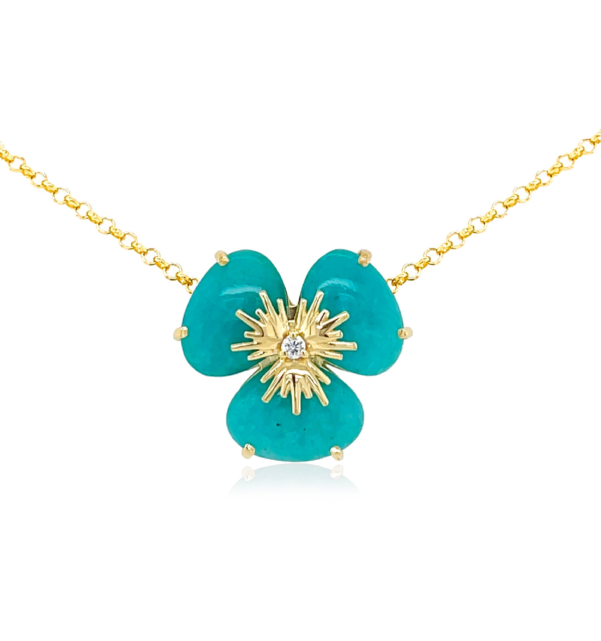 Yellow Gold Amazonite Clover Pendant
