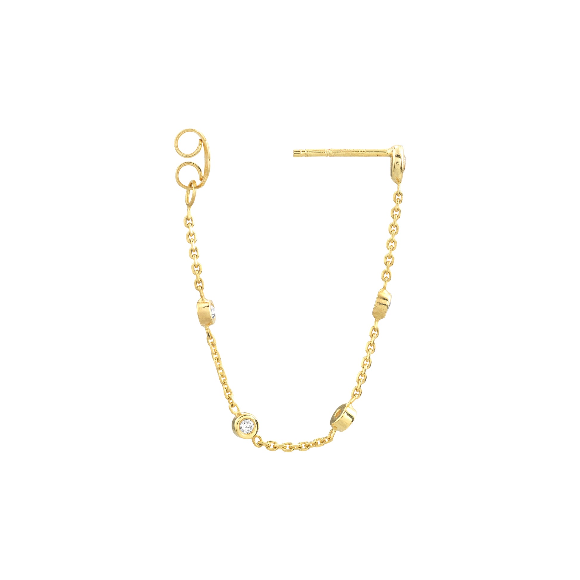 Yellow Gold Diamond Dangle Earrings - Details
