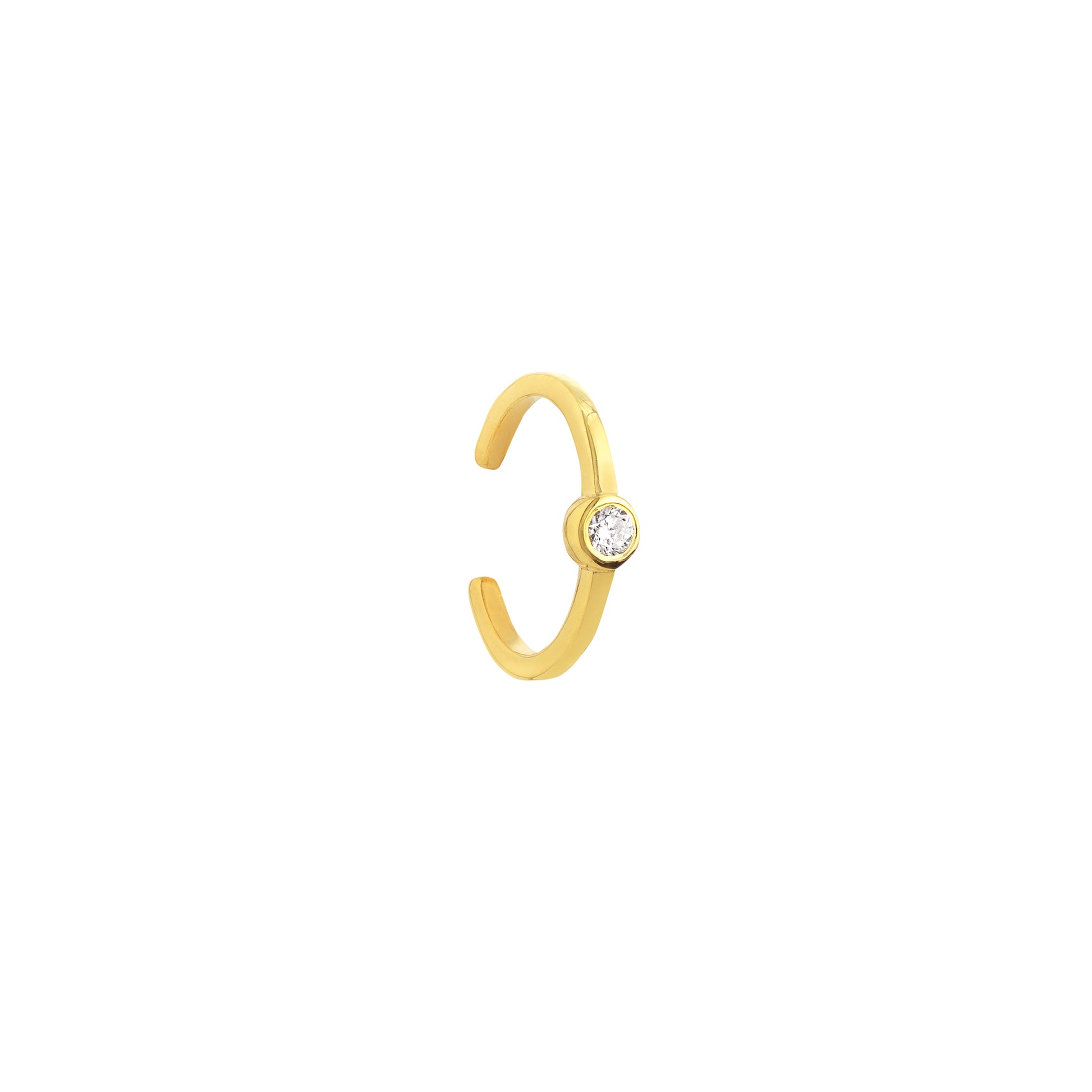 Yellow Gold Ear Cuff with Diamond- Another Angle