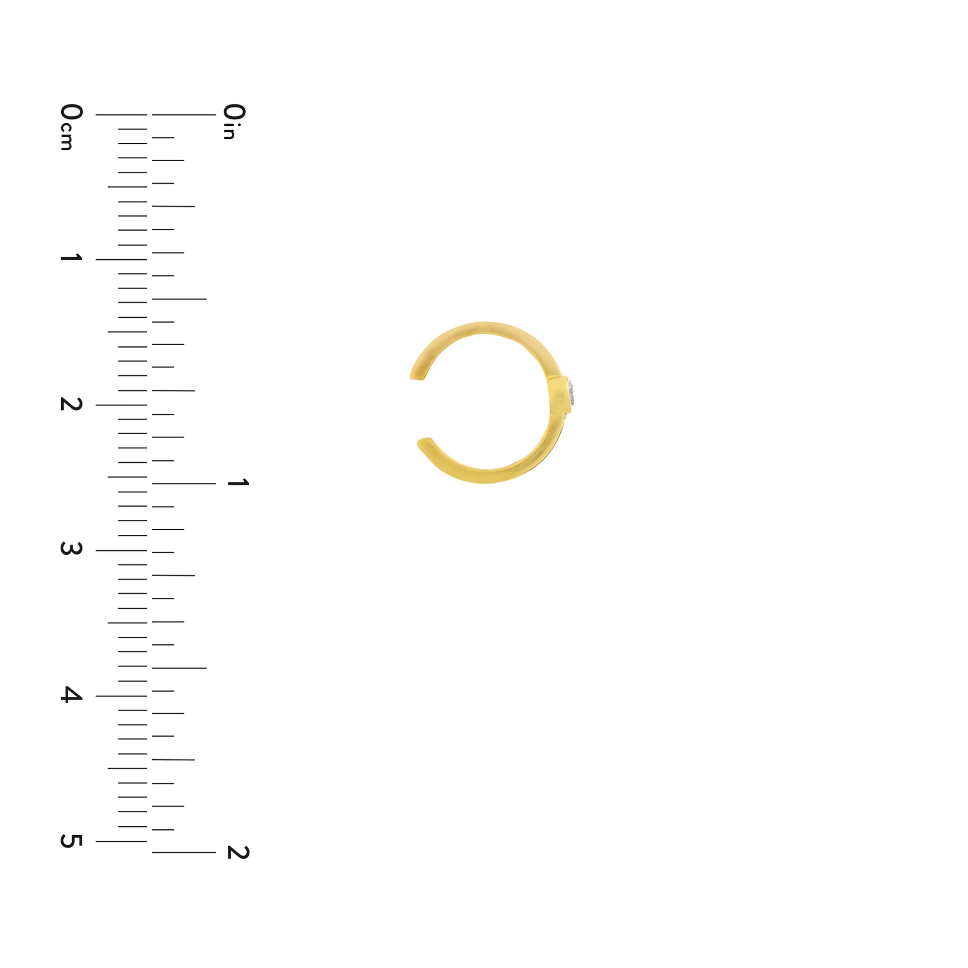 Yellow Gold Ear Cuff with Diamond - Size Reference