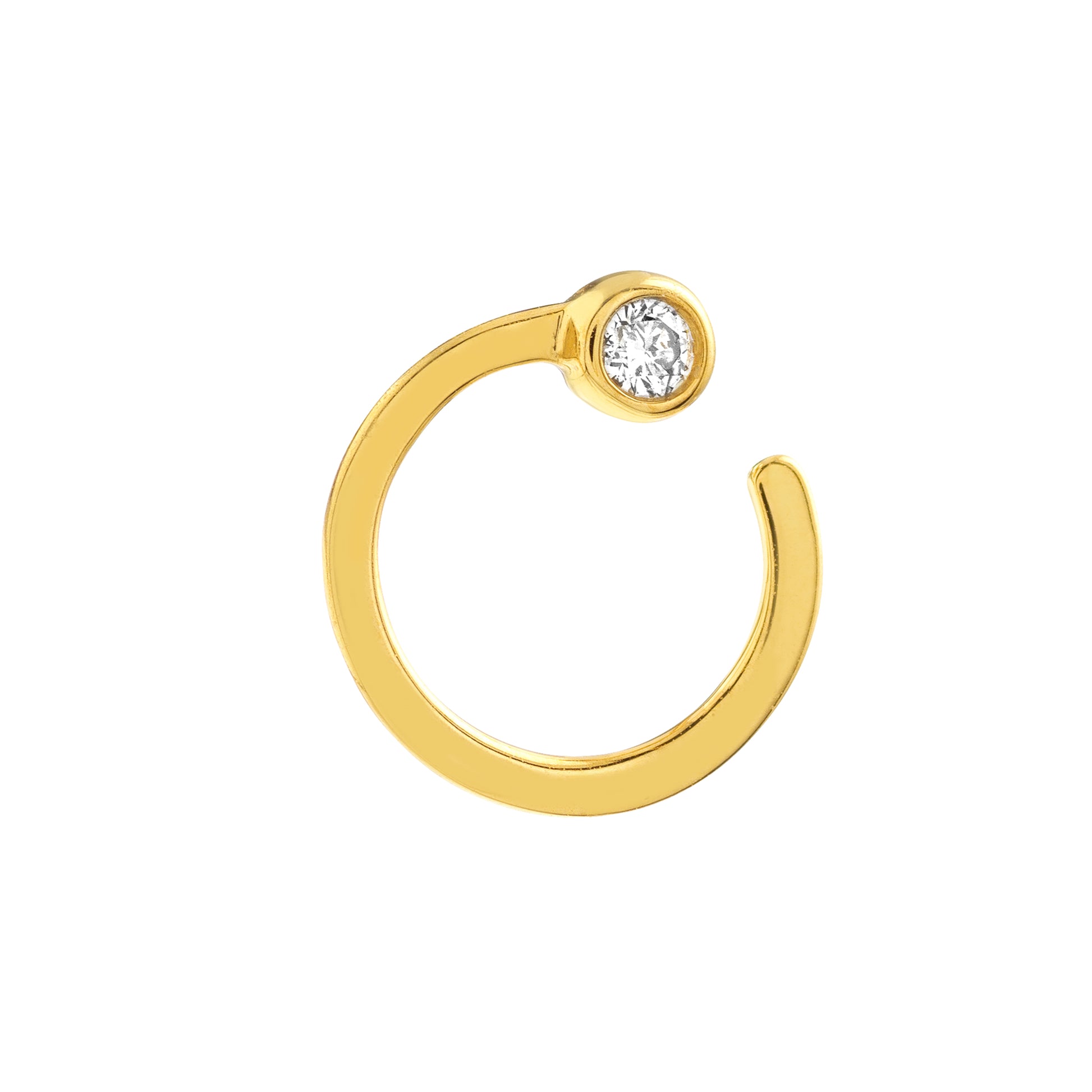Yellow Gold Open Circle Studs with Diamonds - Details