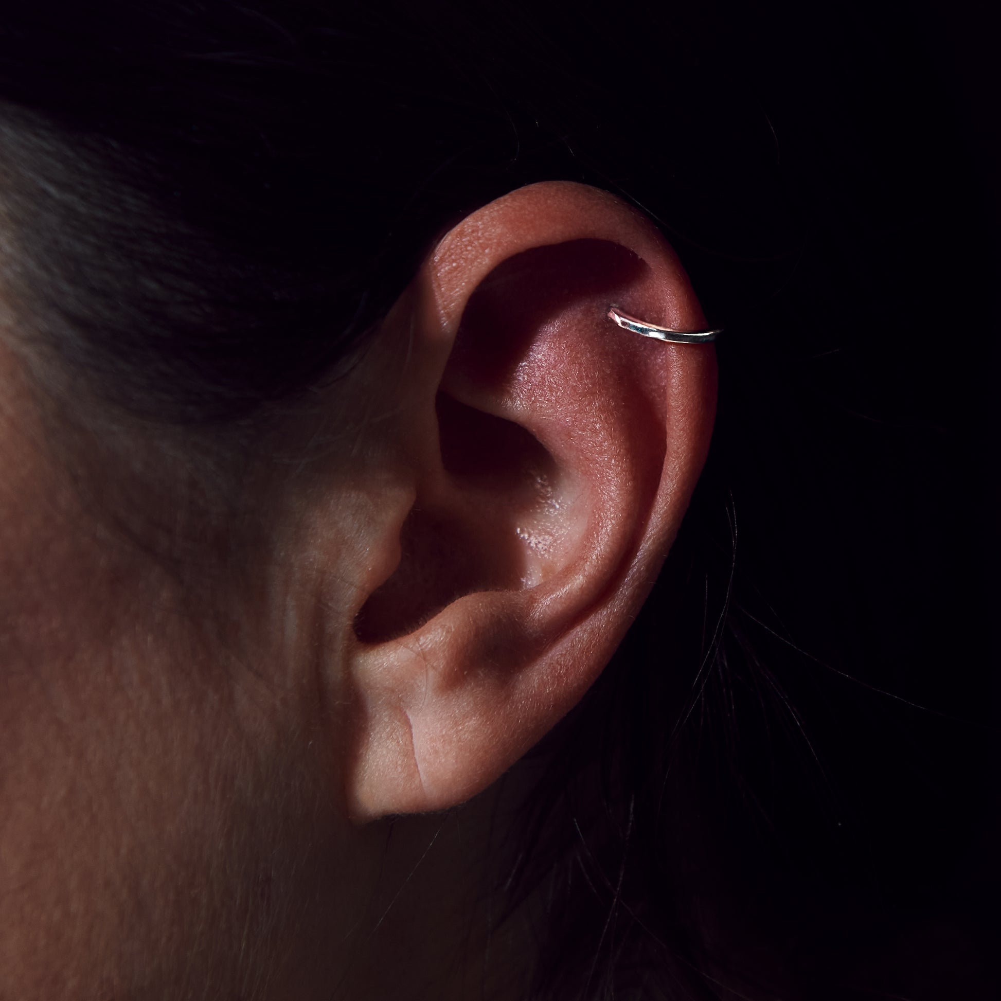 White Gold Ear Cuff - View on Ear