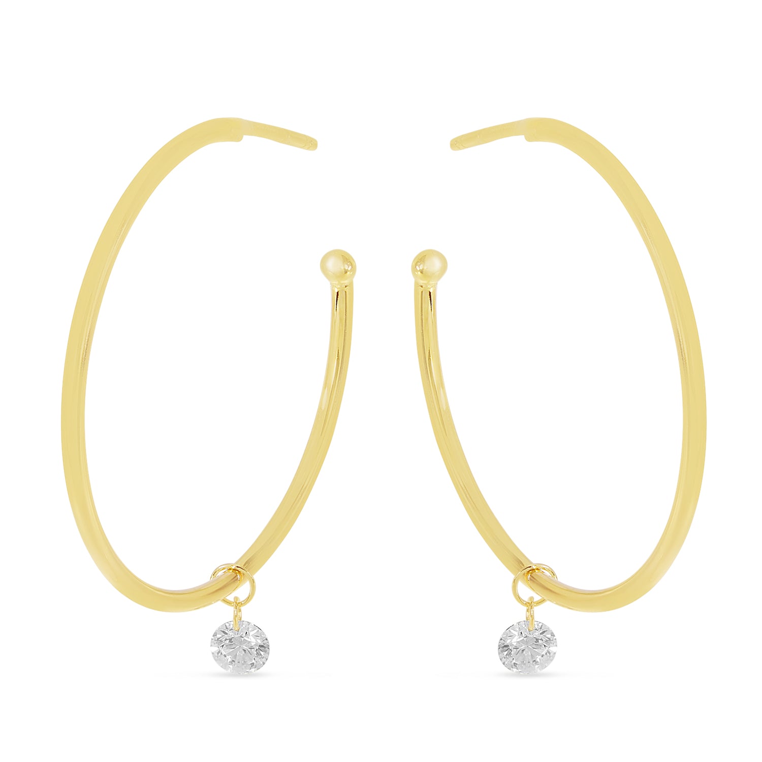 Yellow Gold Sliding Diamond Hoops