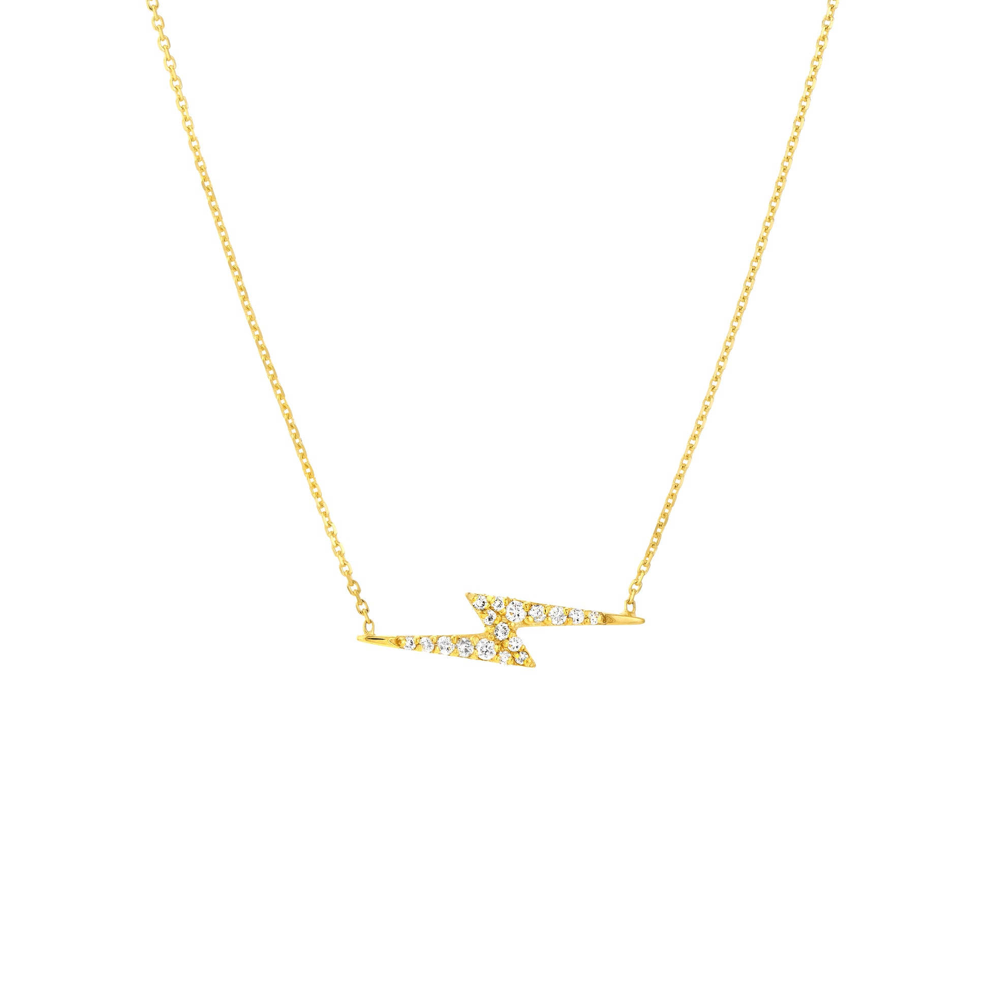 Yellow Gold Thunder Bolt Necklace - 18"