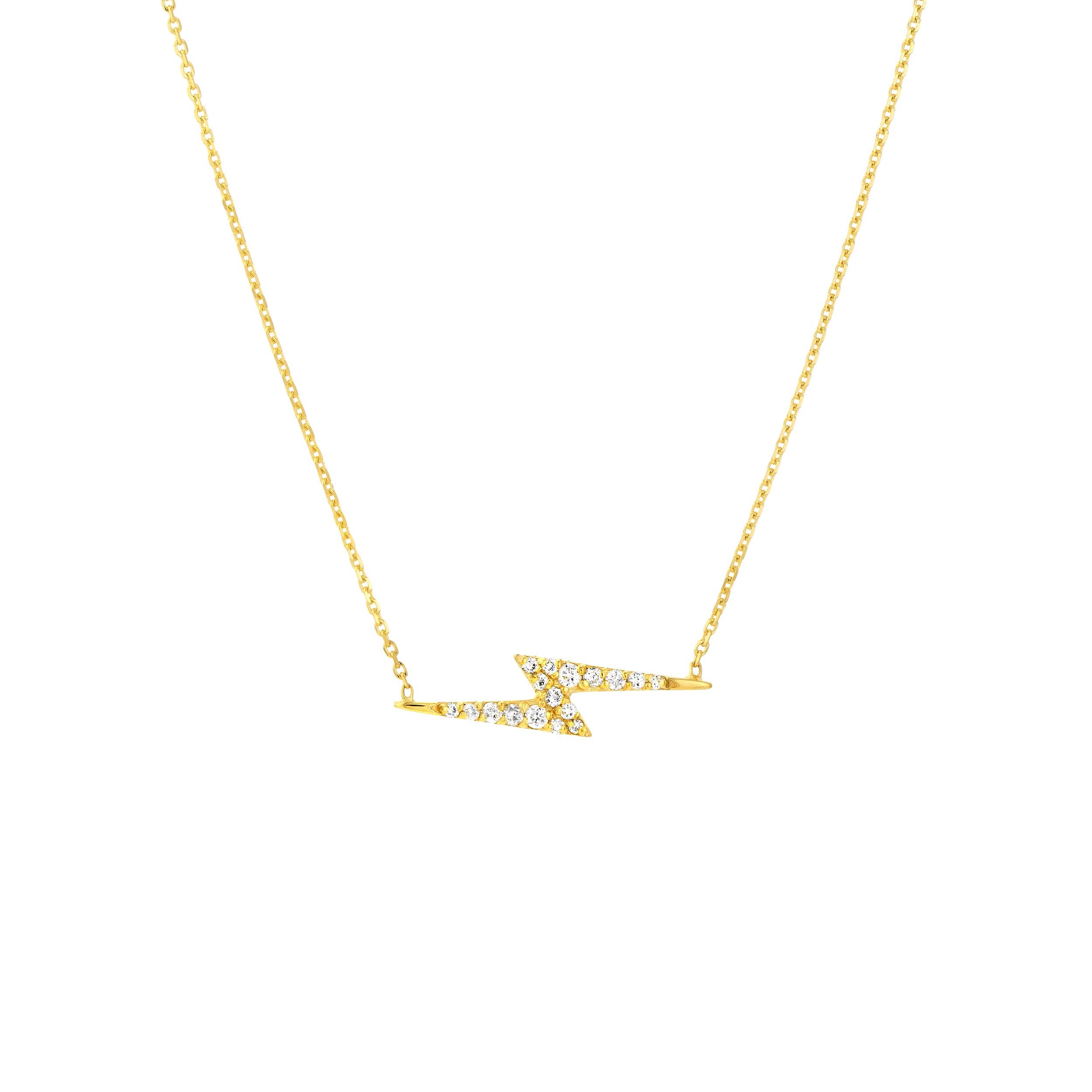 Yellow Gold Thunder Bolt Necklace - 18"