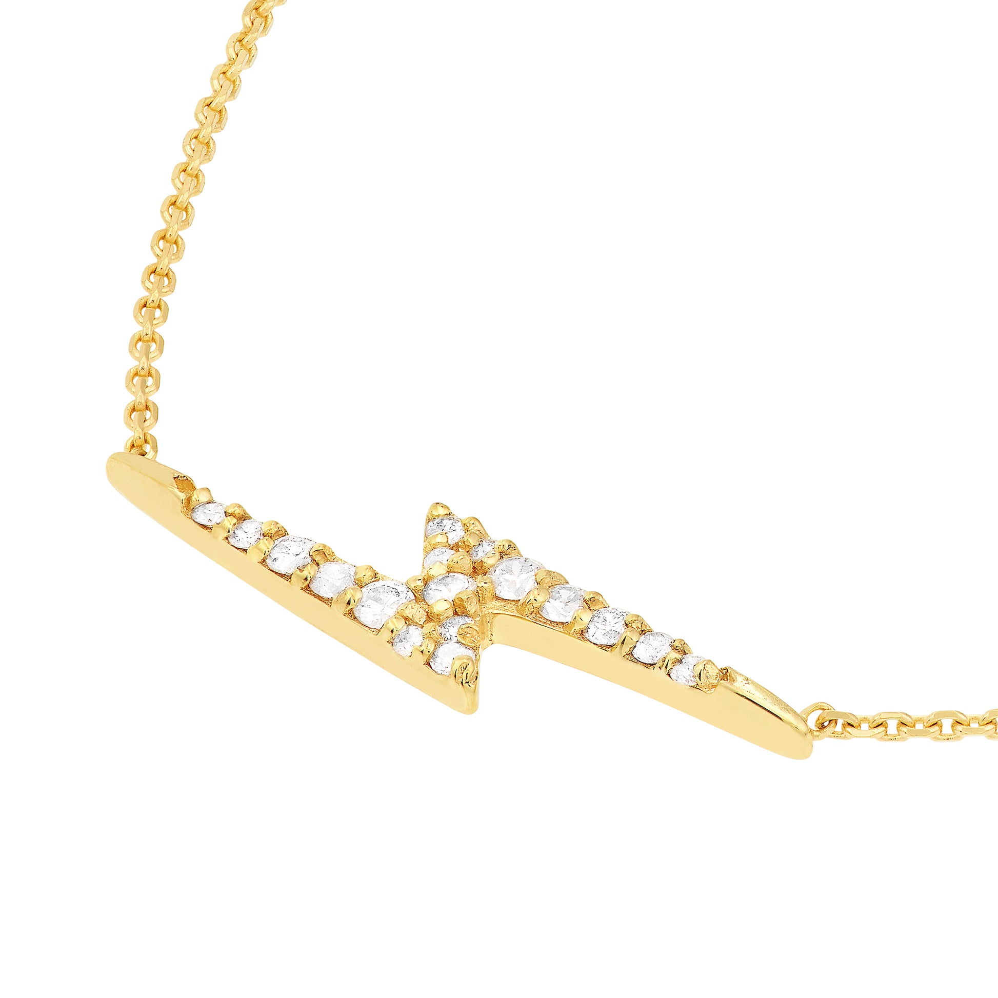 Yellow Gold Thunder Bolt Necklace - 18" - Motif