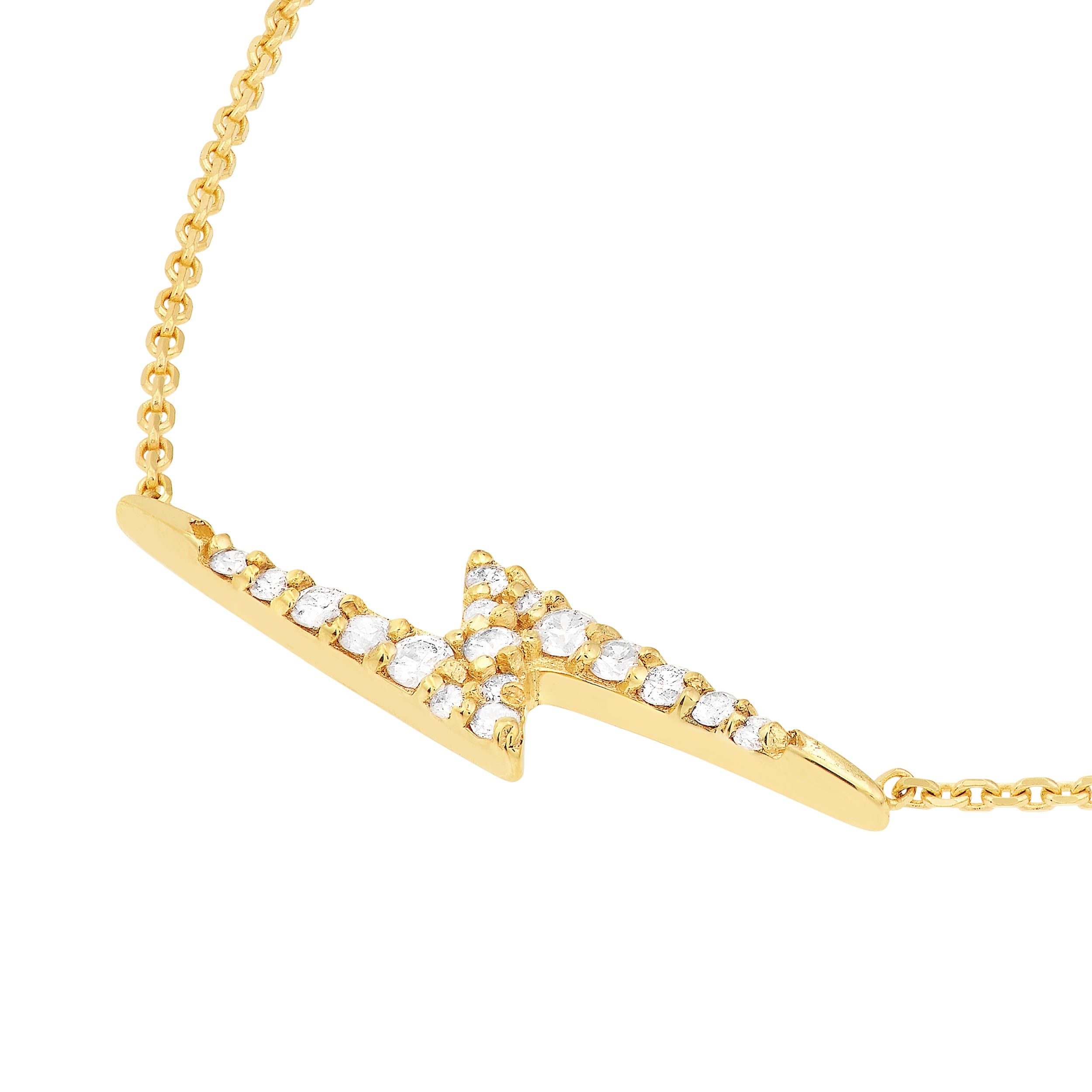 Yellow Gold Thunder Bolt Necklace - 18" - Motif