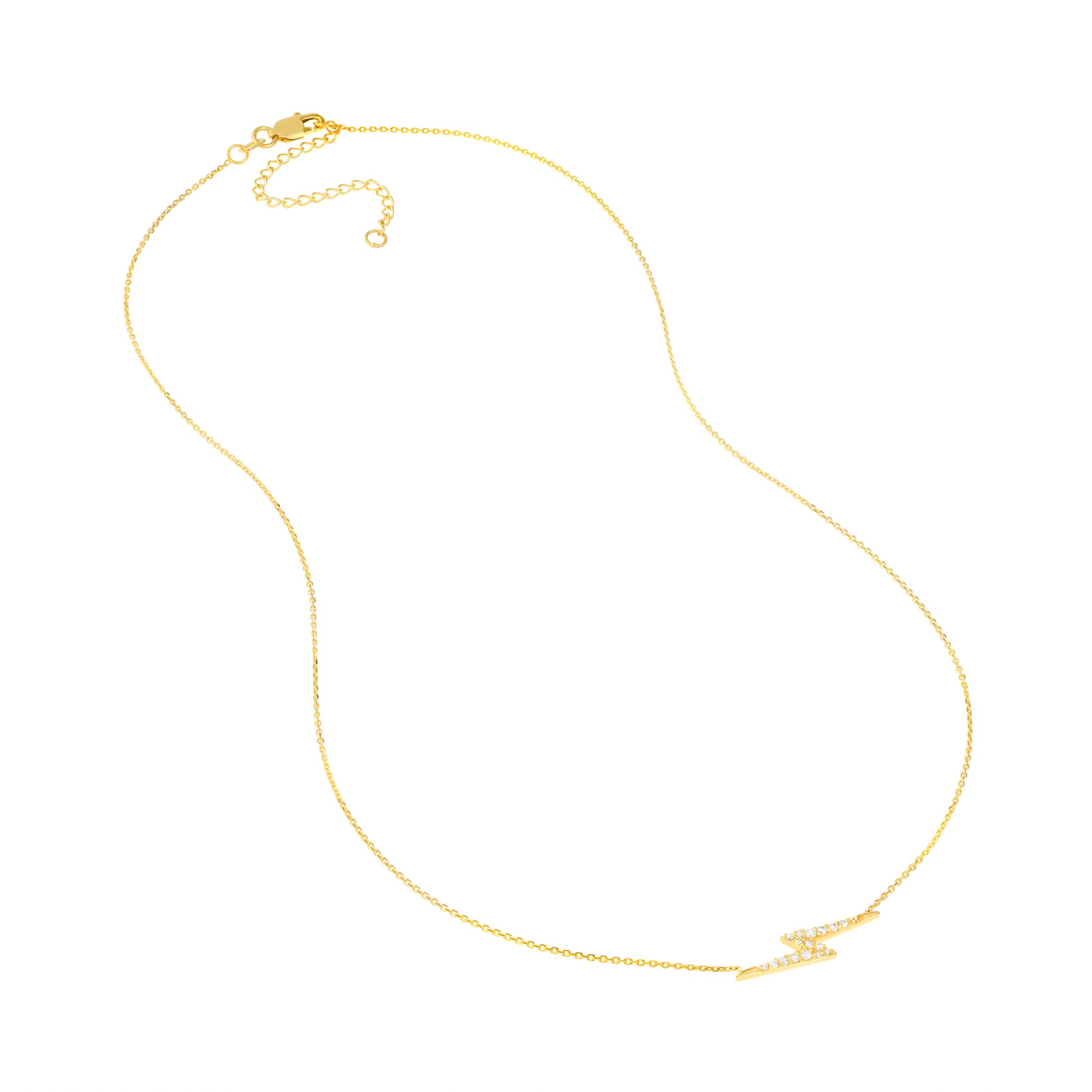 Yellow Gold Thunder Bolt Necklace - 18" with clasp