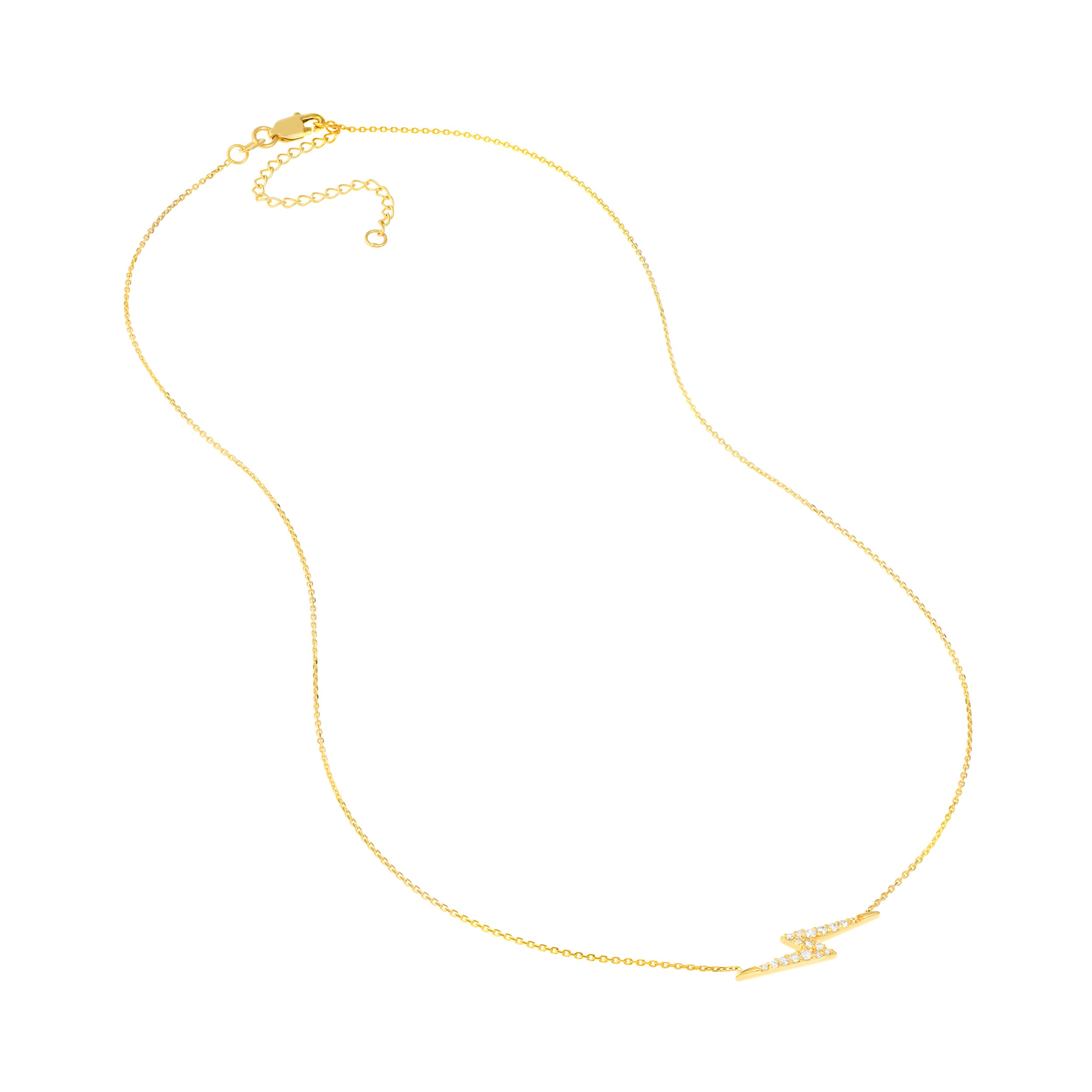 Yellow Gold Thunder Bolt Necklace - 18" with clasp